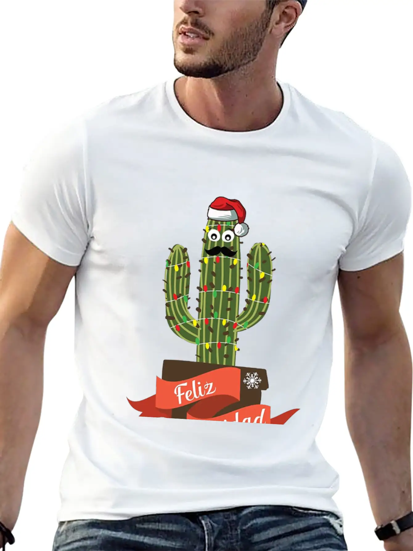 Cactus Christmas Vacation Unisex Short Sleeve Soft Cotton T-Shirt – Casual Everyday Wear