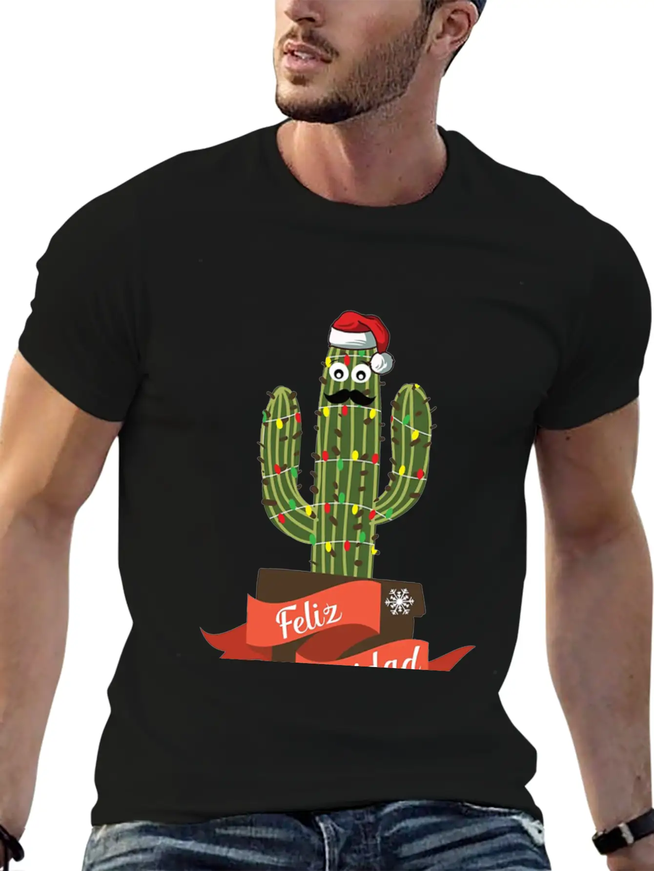 Cactus Christmas Vacation Unisex Short Sleeve Soft Cotton T-Shirt – Casual Everyday Wear