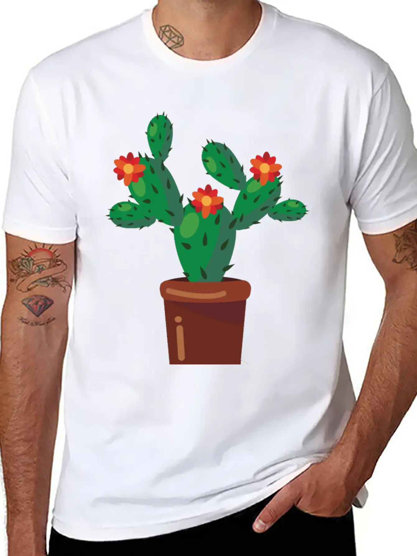 Cactus Comfortable Minimalist Graphic Tee – Summer Style Essential