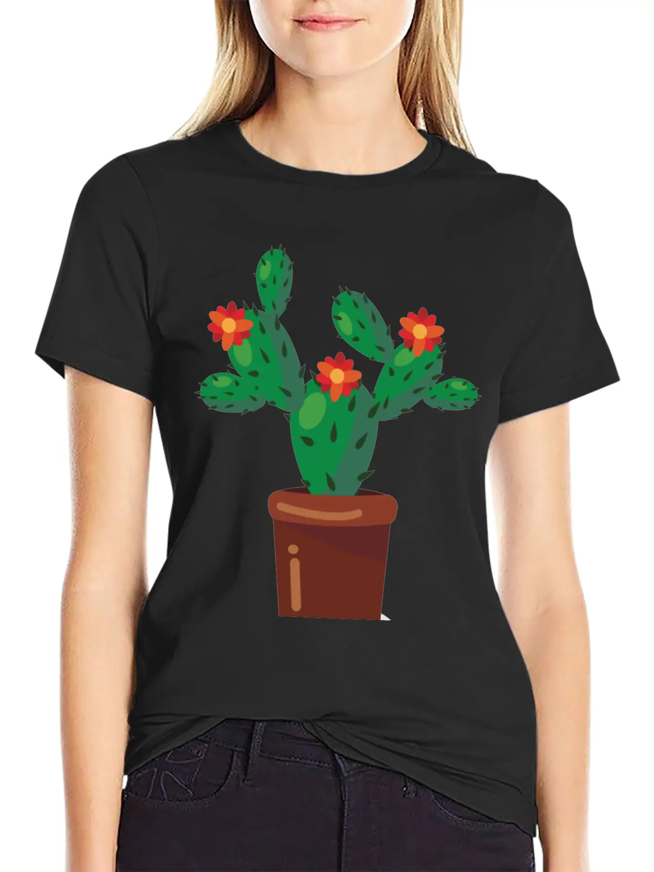 Cactus Comfortable Minimalist Graphic Tee – Summer Style Essential