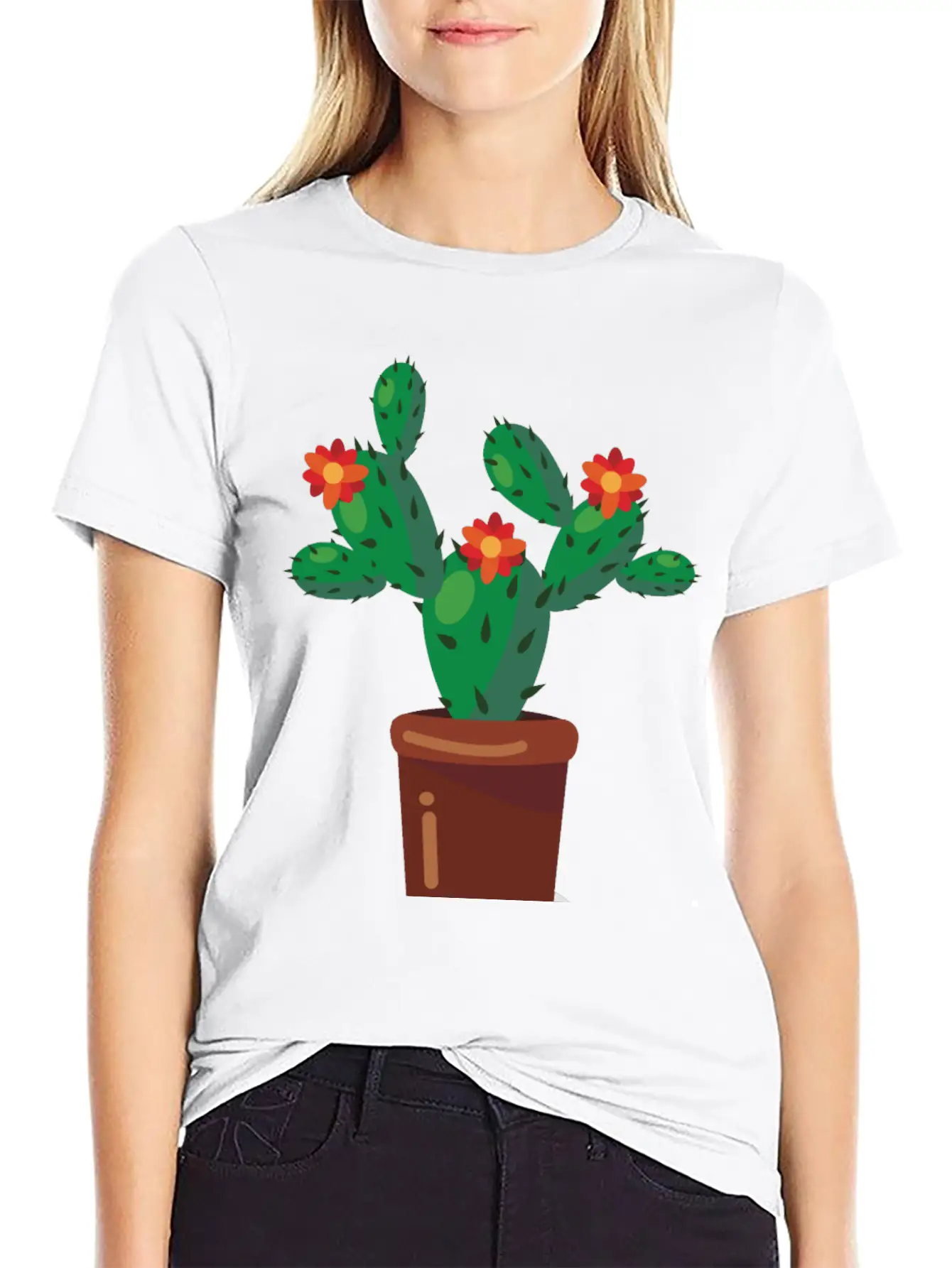 Cactus Comfortable Minimalist Graphic Tee – Summer Style Essential
