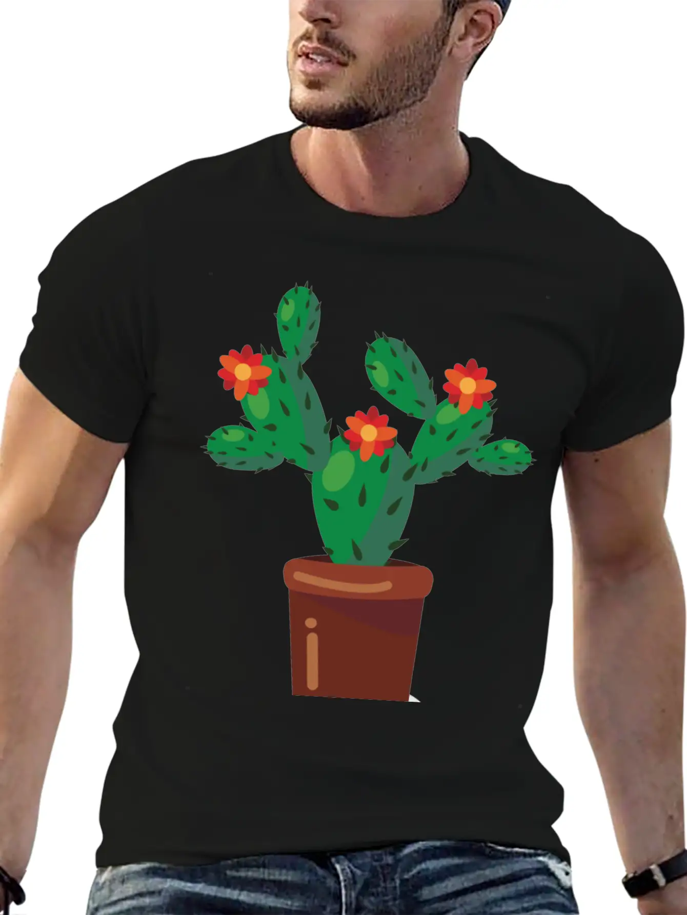Cactus Comfortable Minimalist Graphic Tee – Summer Style Essential