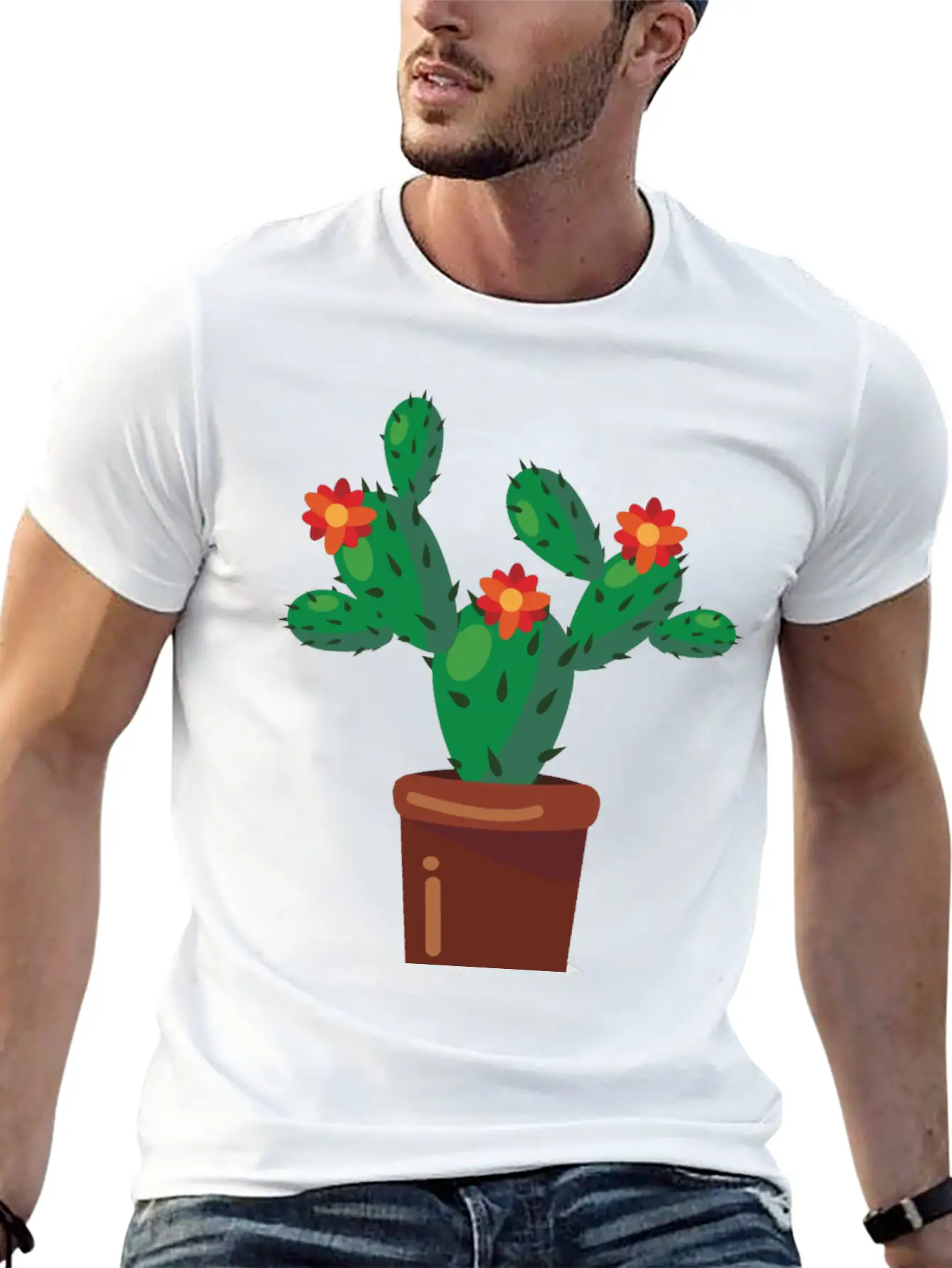 Cactus Comfortable Minimalist Graphic Tee – Summer Style Essential