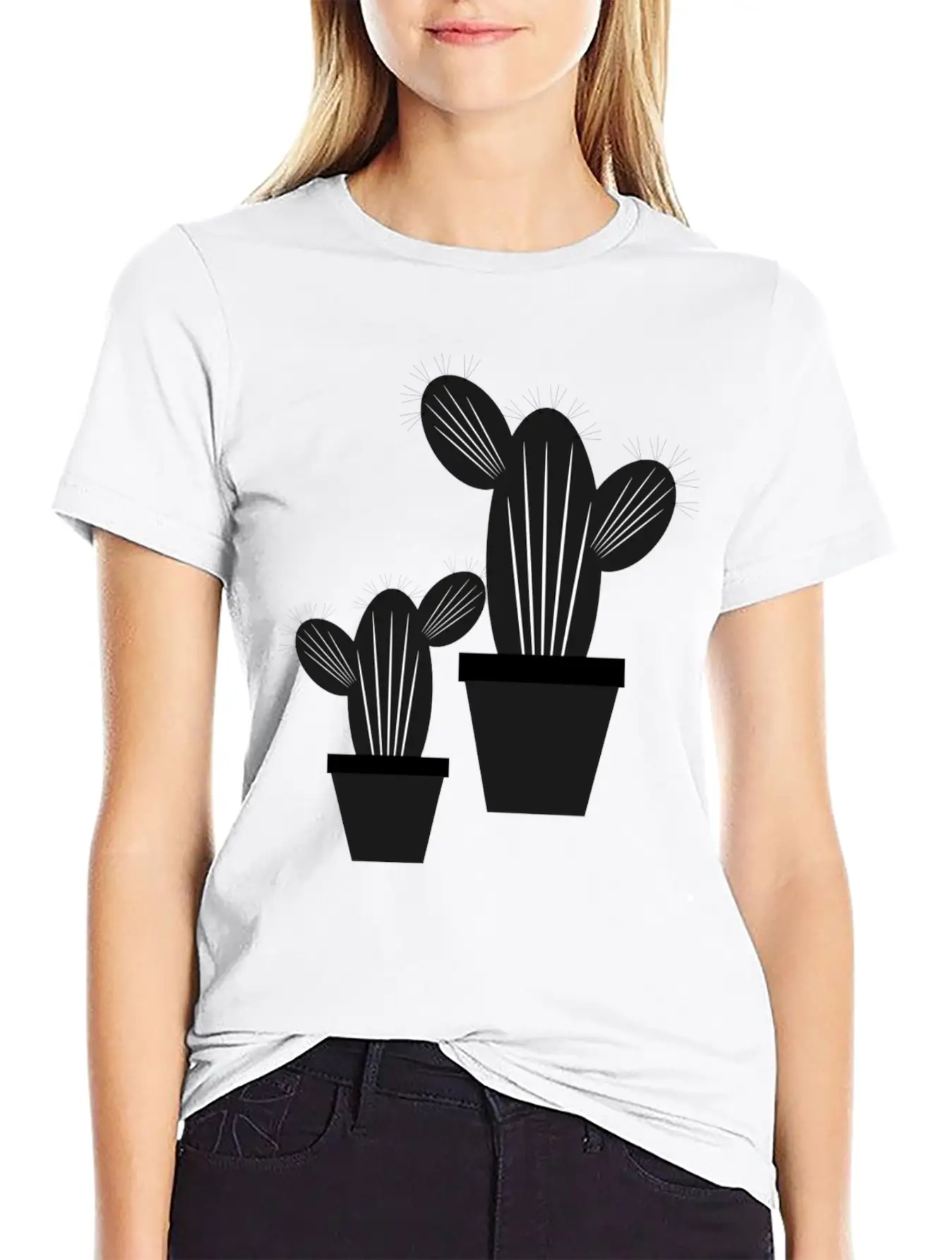 Cactus Grayscale Stylish Everyday T-Shirt – Unisex Basic Cotton Tee