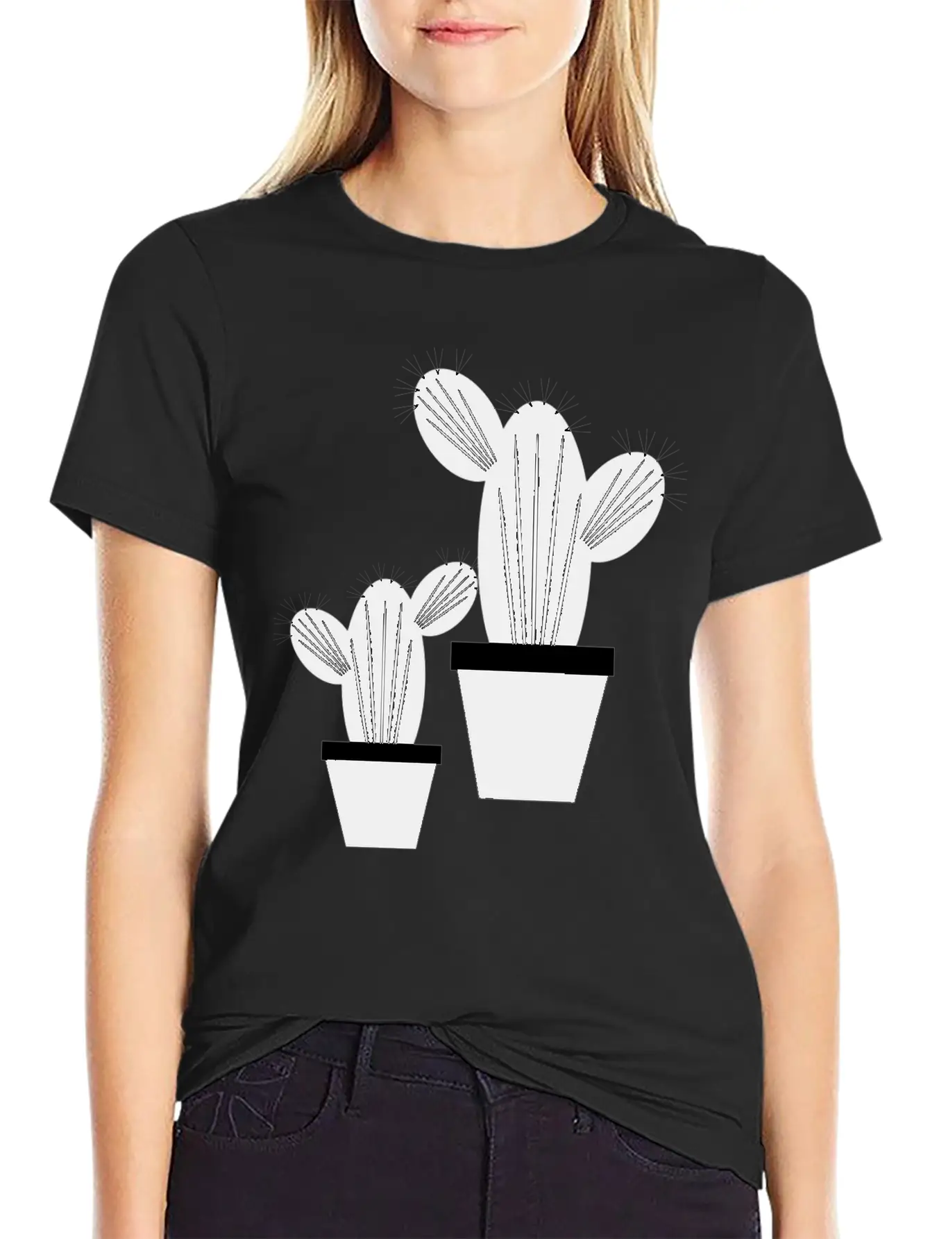 Cactus Grayscale Stylish Everyday T-Shirt – Unisex Basic Cotton Tee