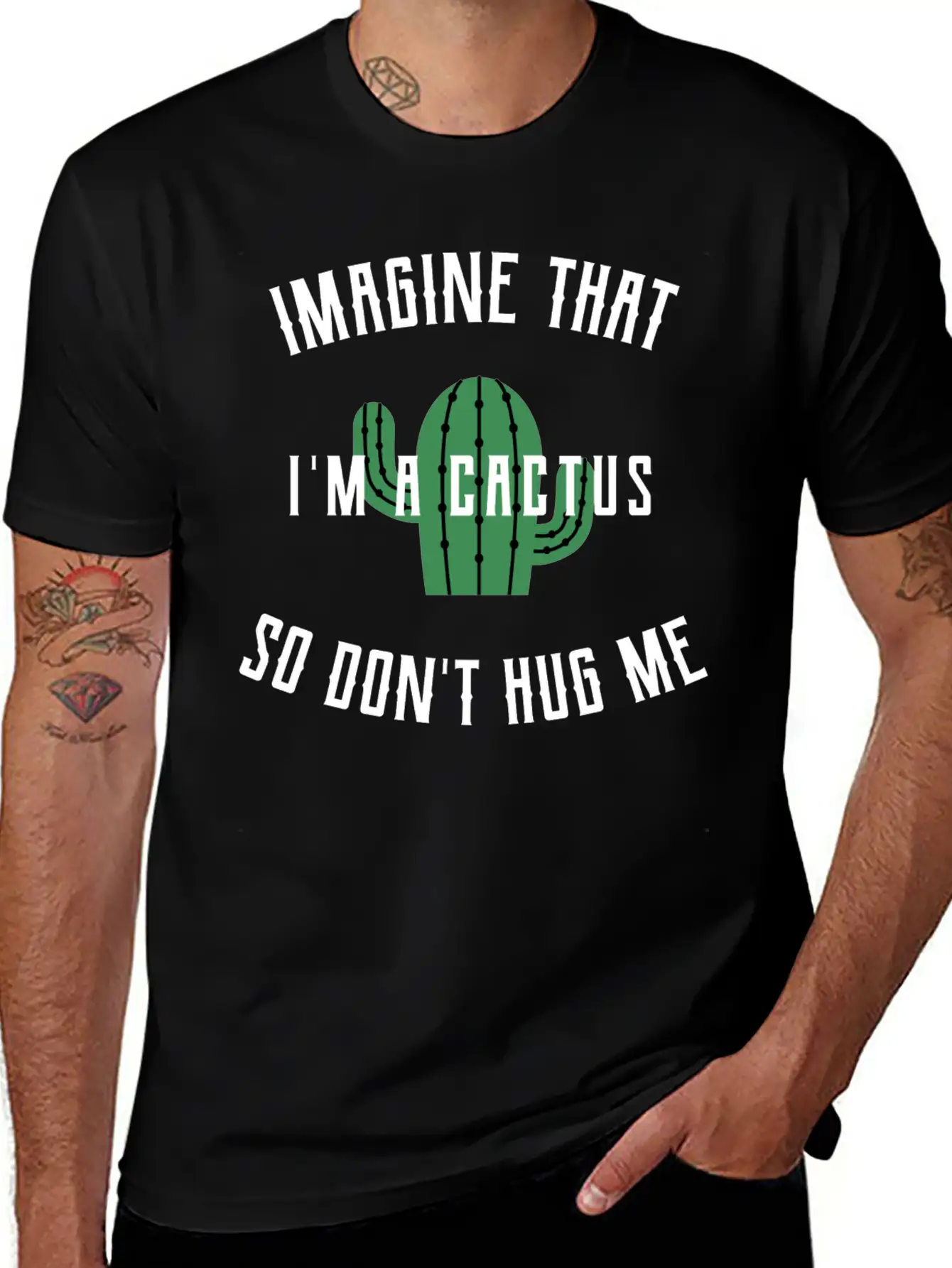 Cactus Hug Hugging Unisex Short Sleeve Soft Cotton T-Shirt – Casual Everyday Wear