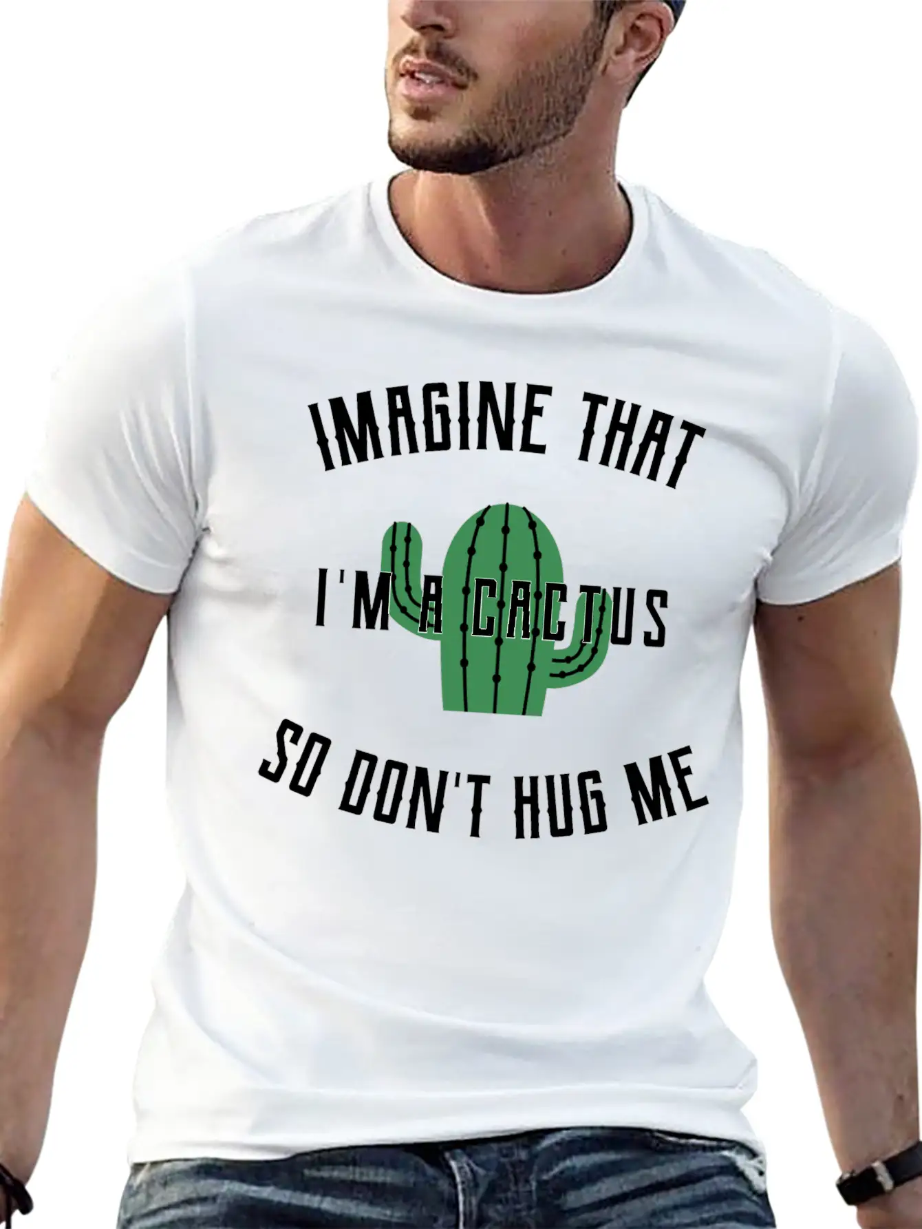 Cactus Hug Hugging Unisex Short Sleeve Soft Cotton T-Shirt – Casual Everyday Wear