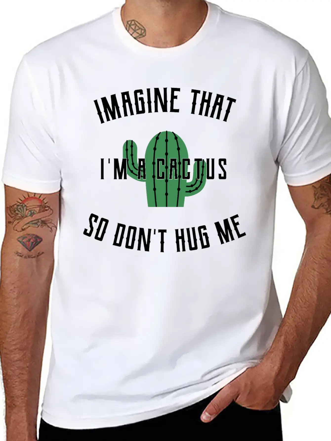 Cactus Hug Hugging Unisex Short Sleeve Soft Cotton T-Shirt – Casual Everyday Wear