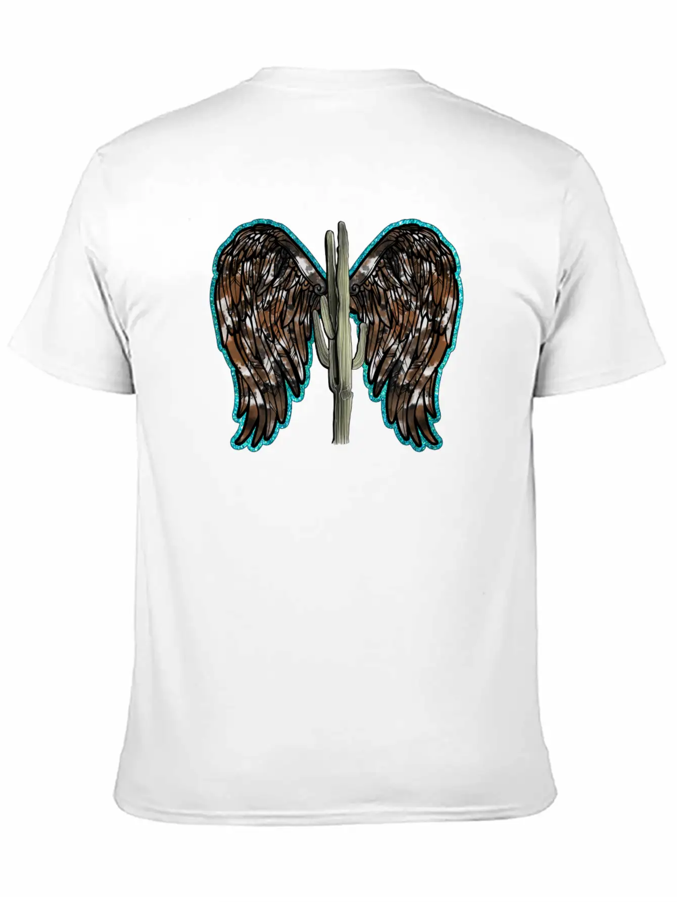 Cactus Wing Turquoise Unisex Short Sleeve Soft Cotton T-Shirt – Casual Everyday Wear