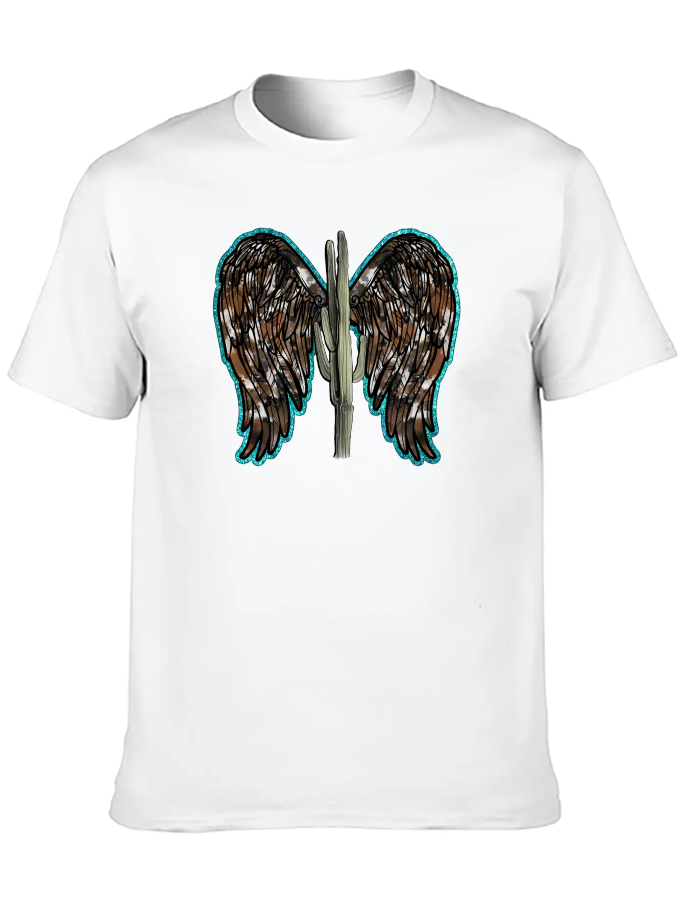 Cactus Wing Turquoise Unisex Short Sleeve Soft Cotton T-Shirt – Casual Everyday Wear
