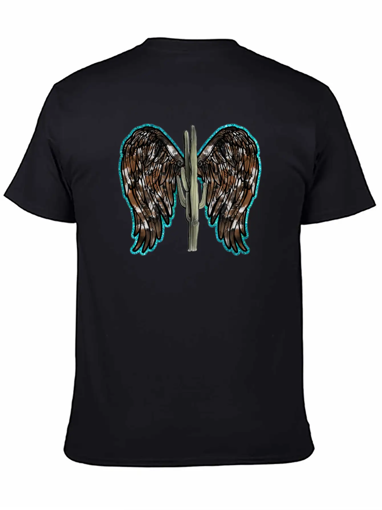 Cactus Wing Turquoise Unisex Short Sleeve Soft Cotton T-Shirt – Casual Everyday Wear