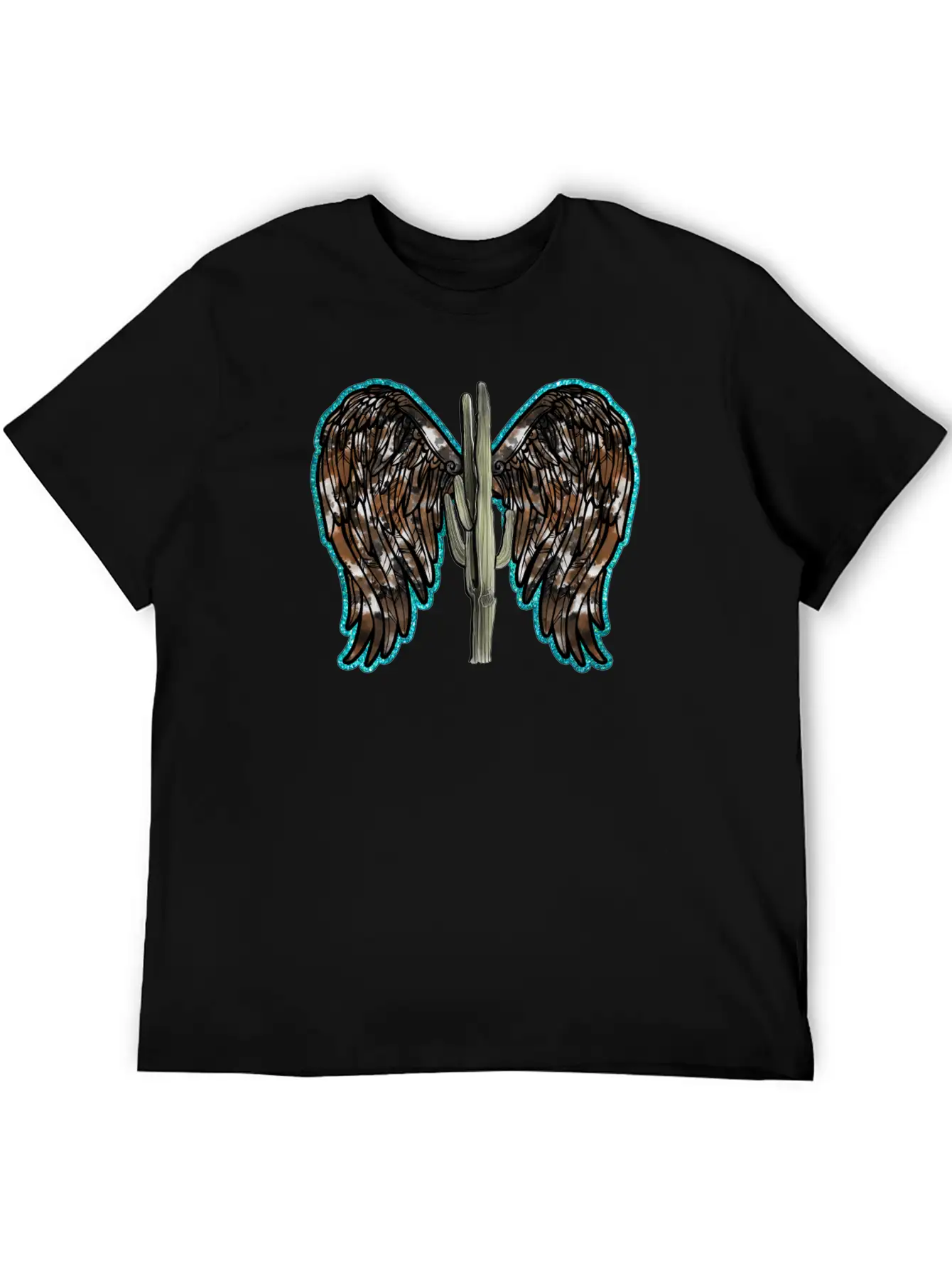 Cactus Wing Turquoise Unisex Short Sleeve Soft Cotton T-Shirt – Casual Everyday Wear