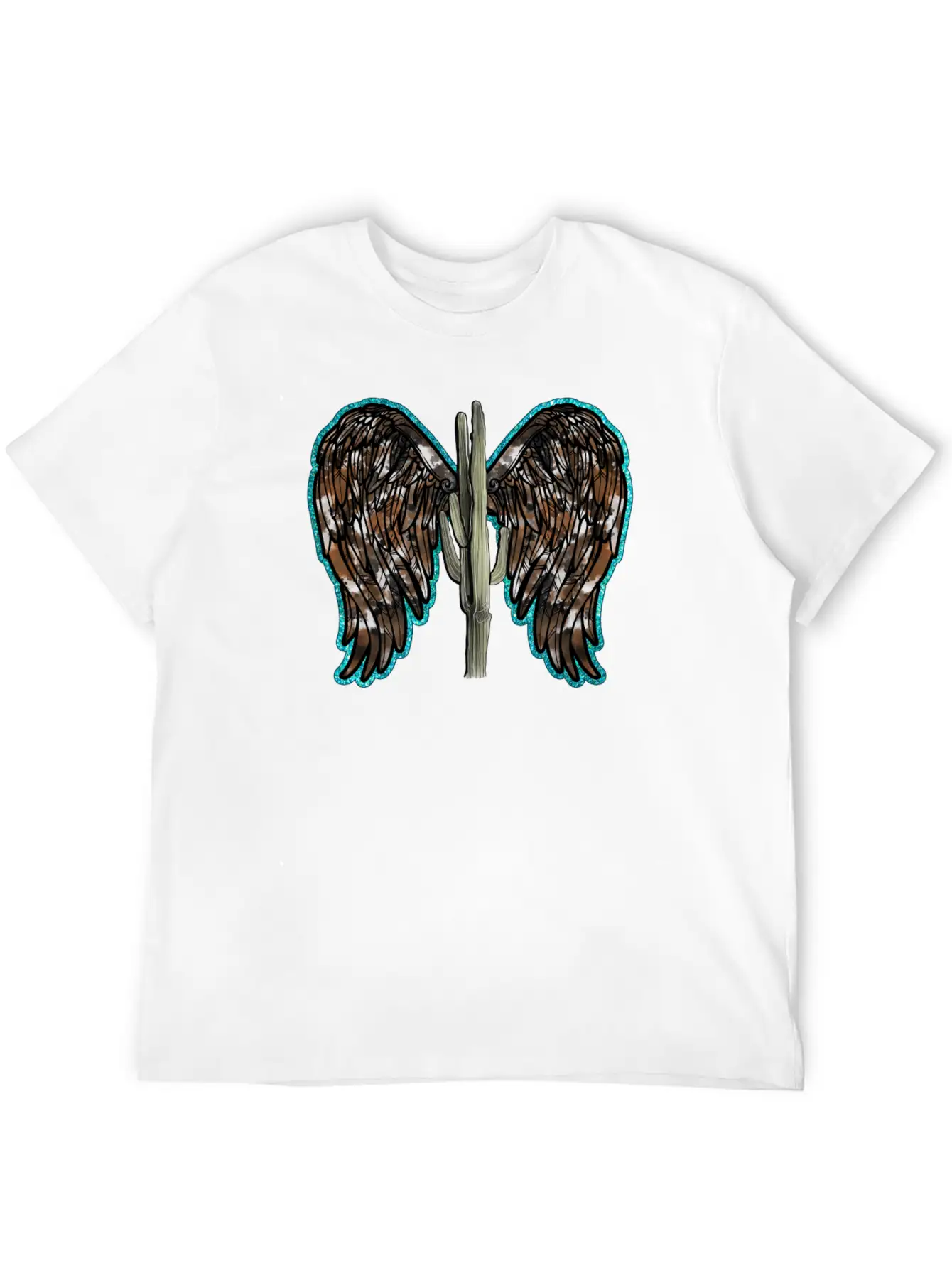 Cactus Wing Turquoise Unisex Short Sleeve Soft Cotton T-Shirt – Casual Everyday Wear