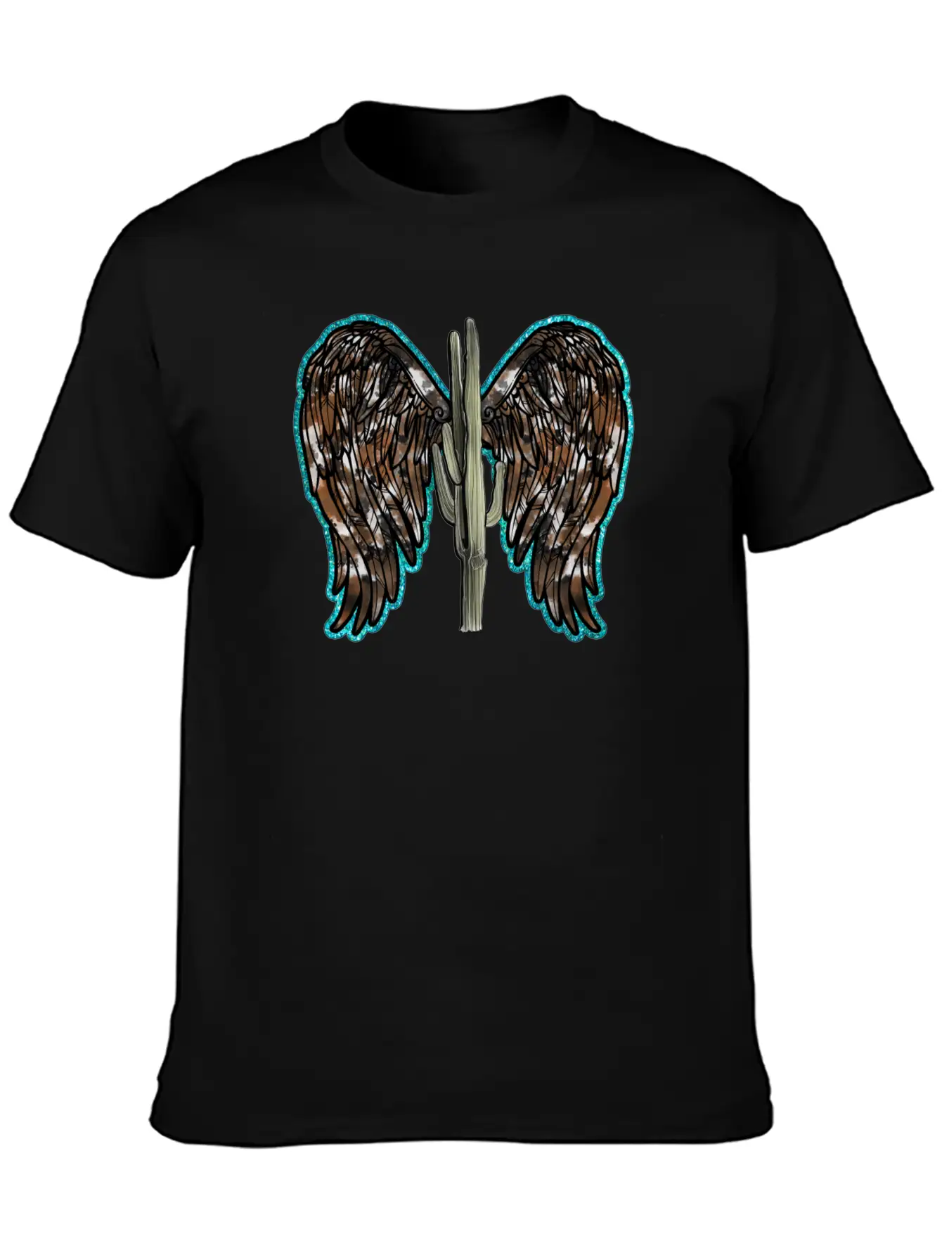 Cactus Wing Turquoise Unisex Short Sleeve Soft Cotton T-Shirt – Casual Everyday Wear