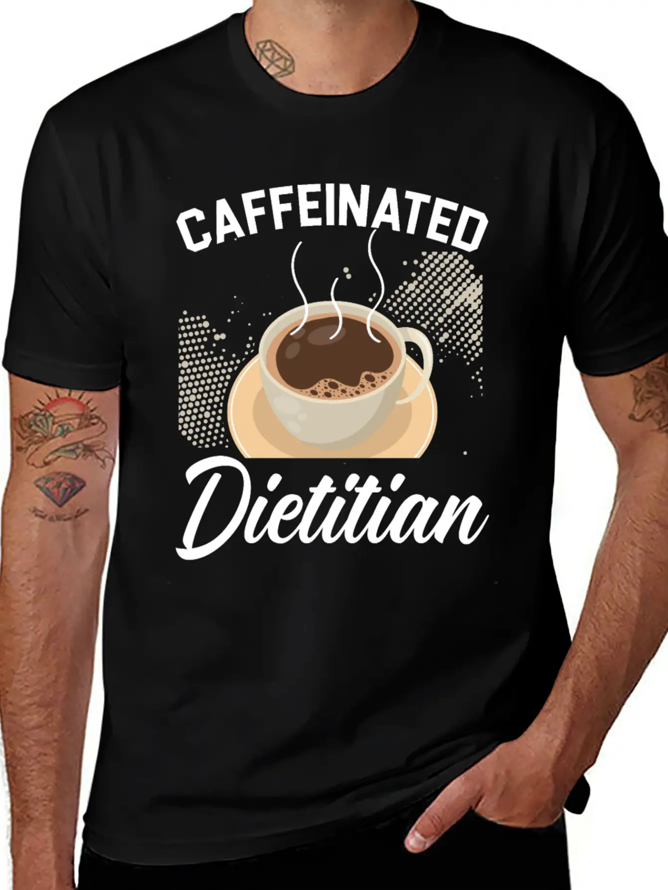 Caffeinated Dietitian Nutrionist Nutrition Coffee Essential Unisex Summer Tee – Soft Cotton Casual Fit