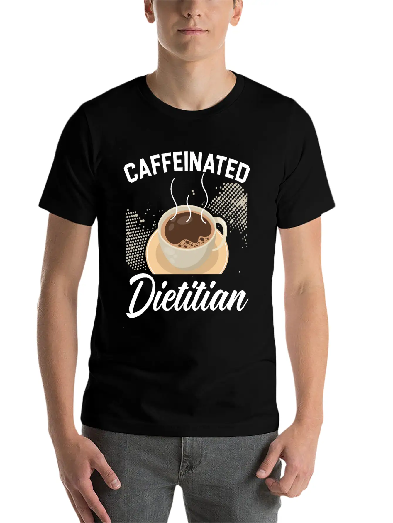 Caffeinated Dietitian Nutrionist Nutrition Coffee Essential Unisex Summer Tee – Soft Cotton Casual Fit
