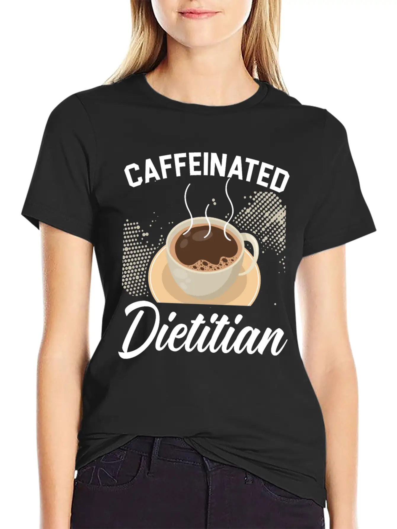 Caffeinated Dietitian Nutrionist Nutrition Coffee Essential Unisex Summer Tee – Soft Cotton Casual Fit