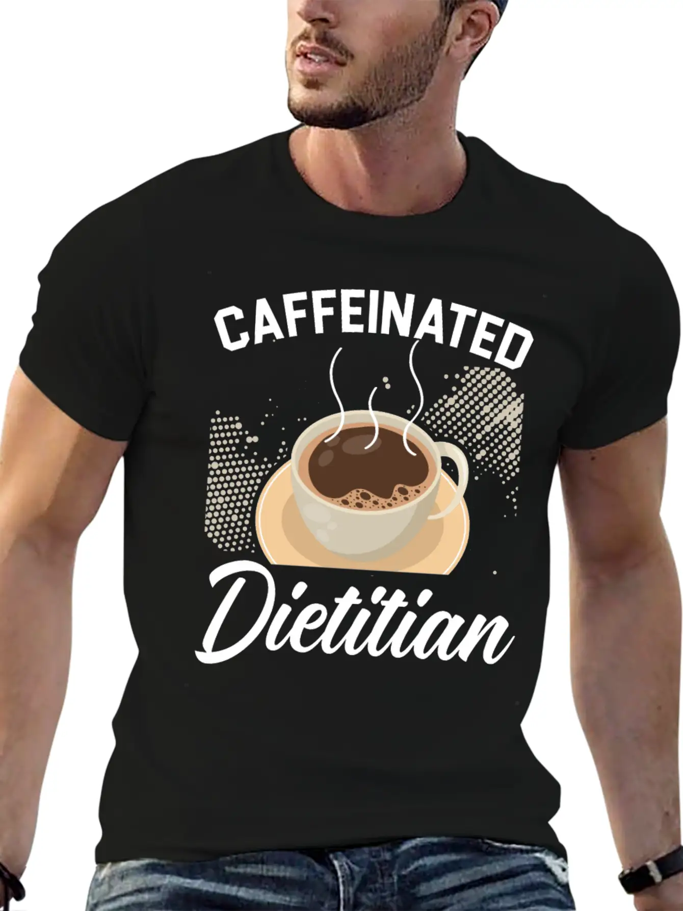 Caffeinated Dietitian Nutrionist Nutrition Coffee Essential Unisex Summer Tee – Soft Cotton Casual Fit