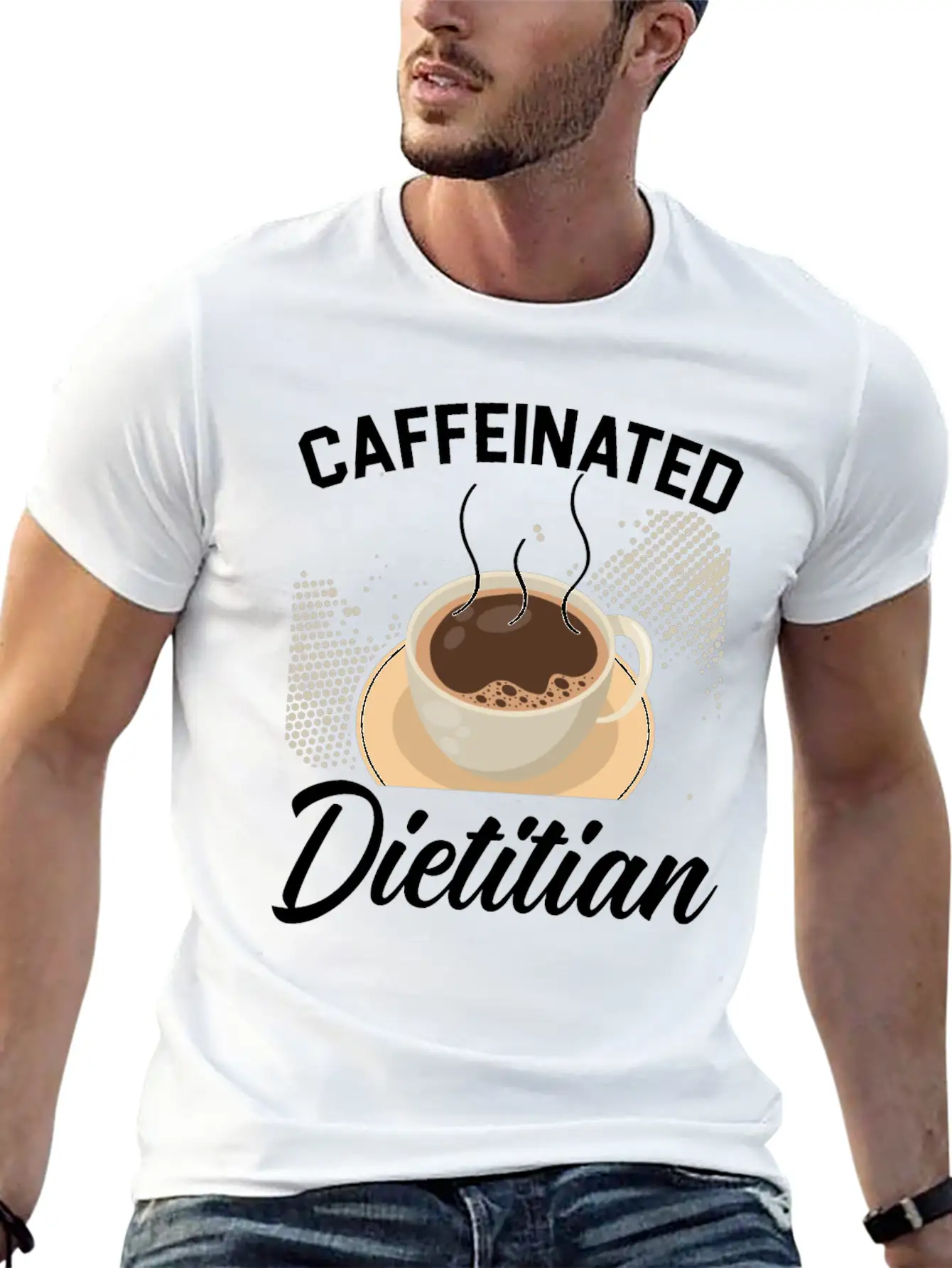 Caffeinated Dietitian Nutrionist Nutrition Coffee Essential Unisex Summer Tee – Soft Cotton Casual Fit
