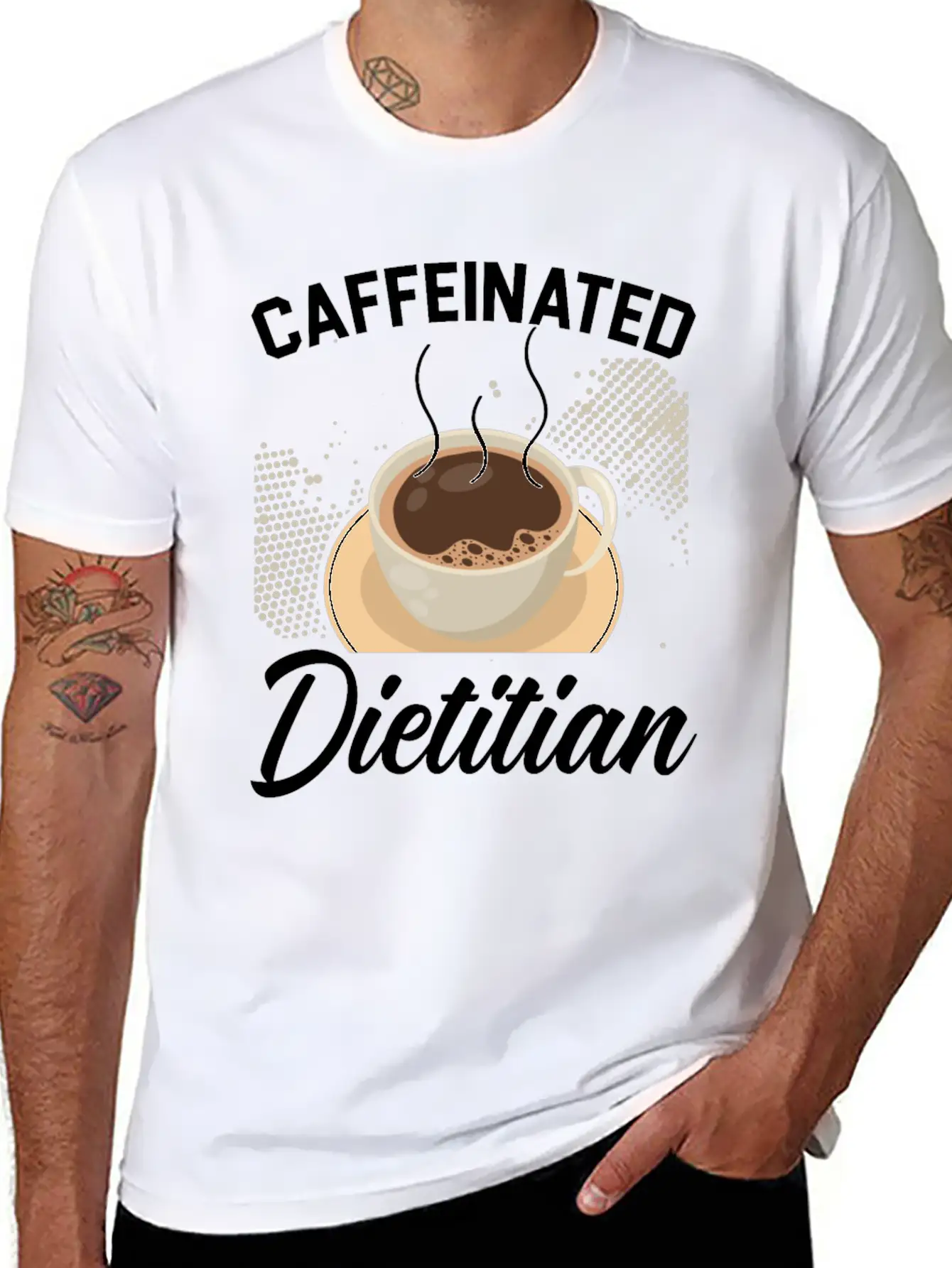 Caffeinated Dietitian Nutrionist Nutrition Coffee Essential Unisex Summer Tee – Soft Cotton Casual Fit