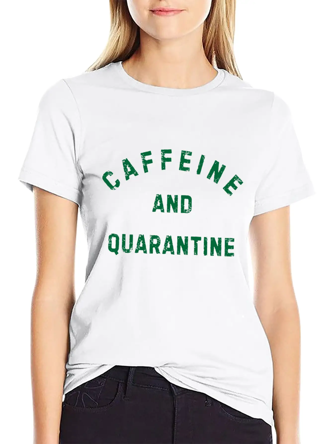 Caffeine And Quarantine Social Introvert Gift Stylish Everyday T-Shirt – Unisex Basic Cotton Tee