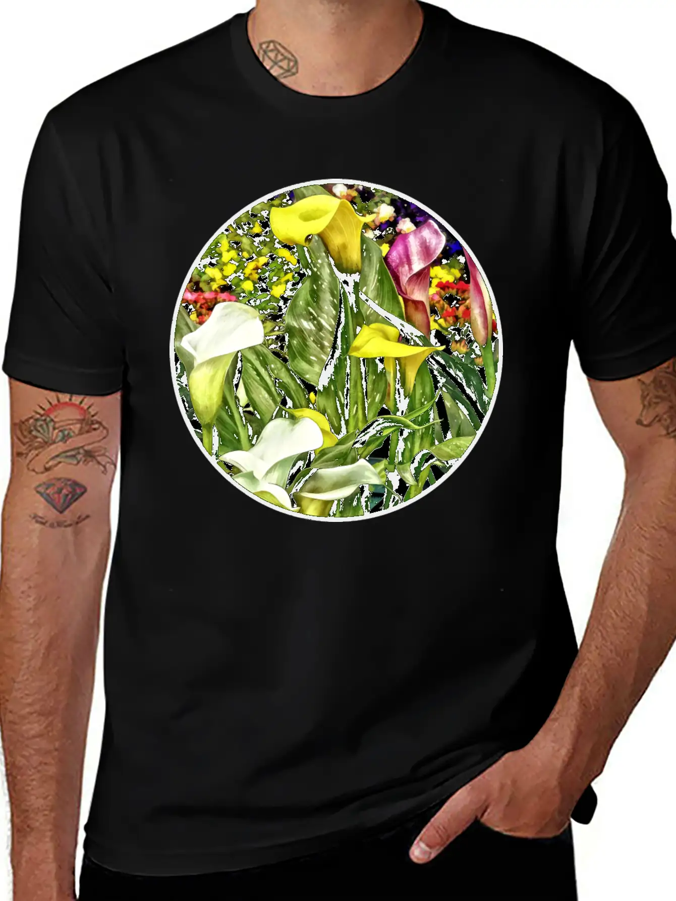 Calla Lilies And Pansies Timeless Short Sleeve Tee – Comfy And Minimalist Design