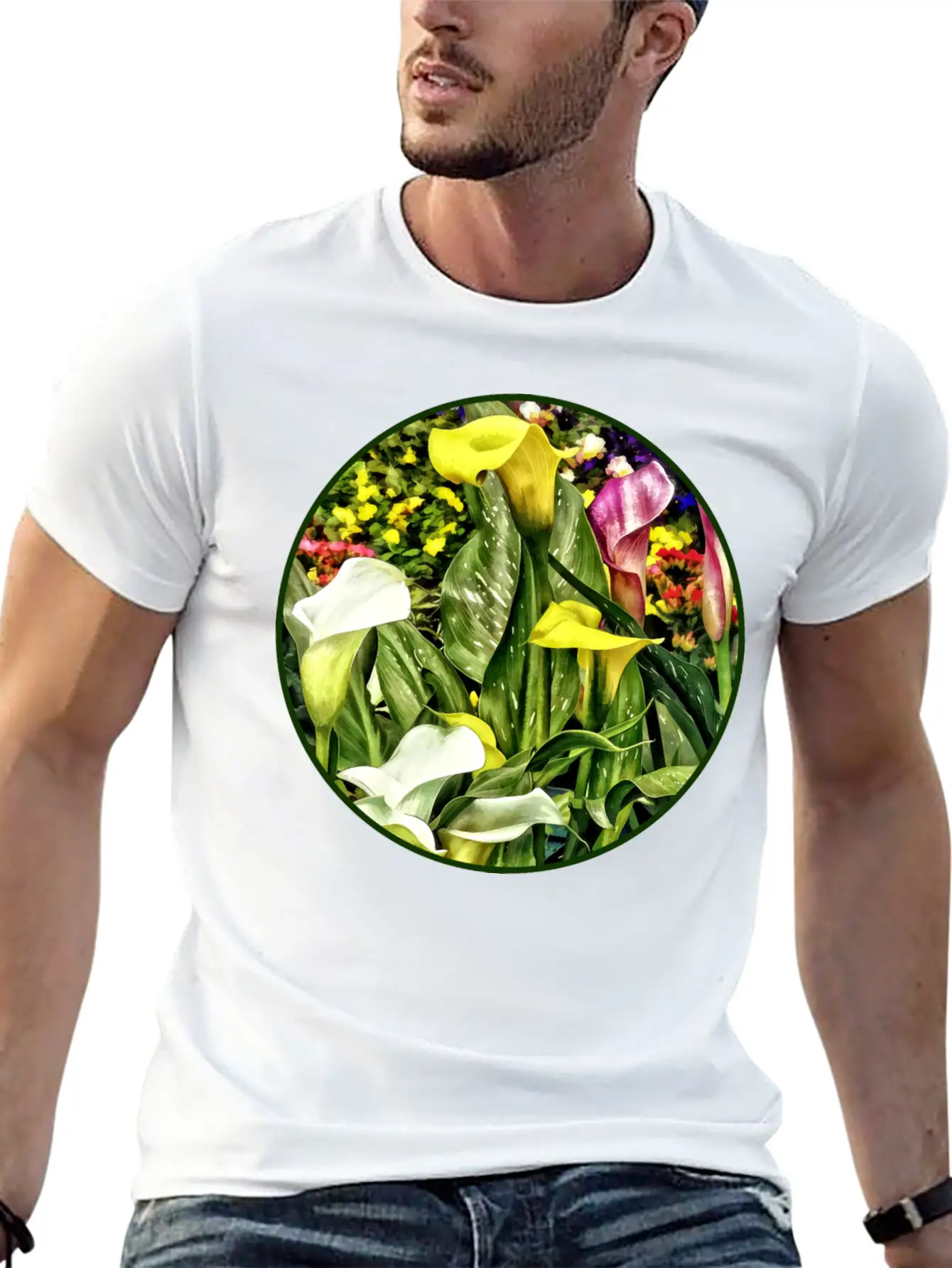 Calla Lilies And Pansies Timeless Short Sleeve Tee – Comfy And Minimalist Design