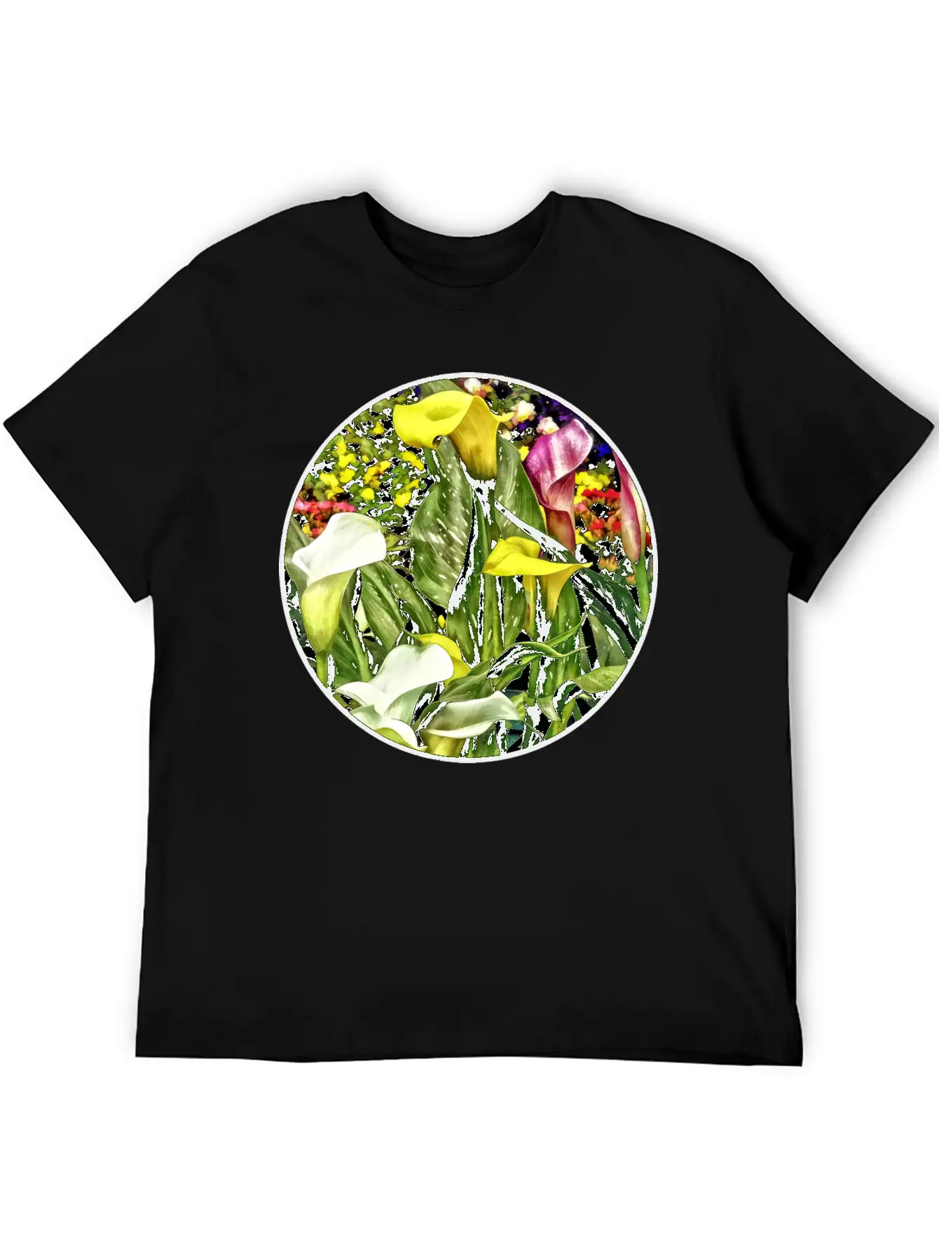 Calla Lilies And Pansies Timeless Short Sleeve Tee – Comfy And Minimalist Design