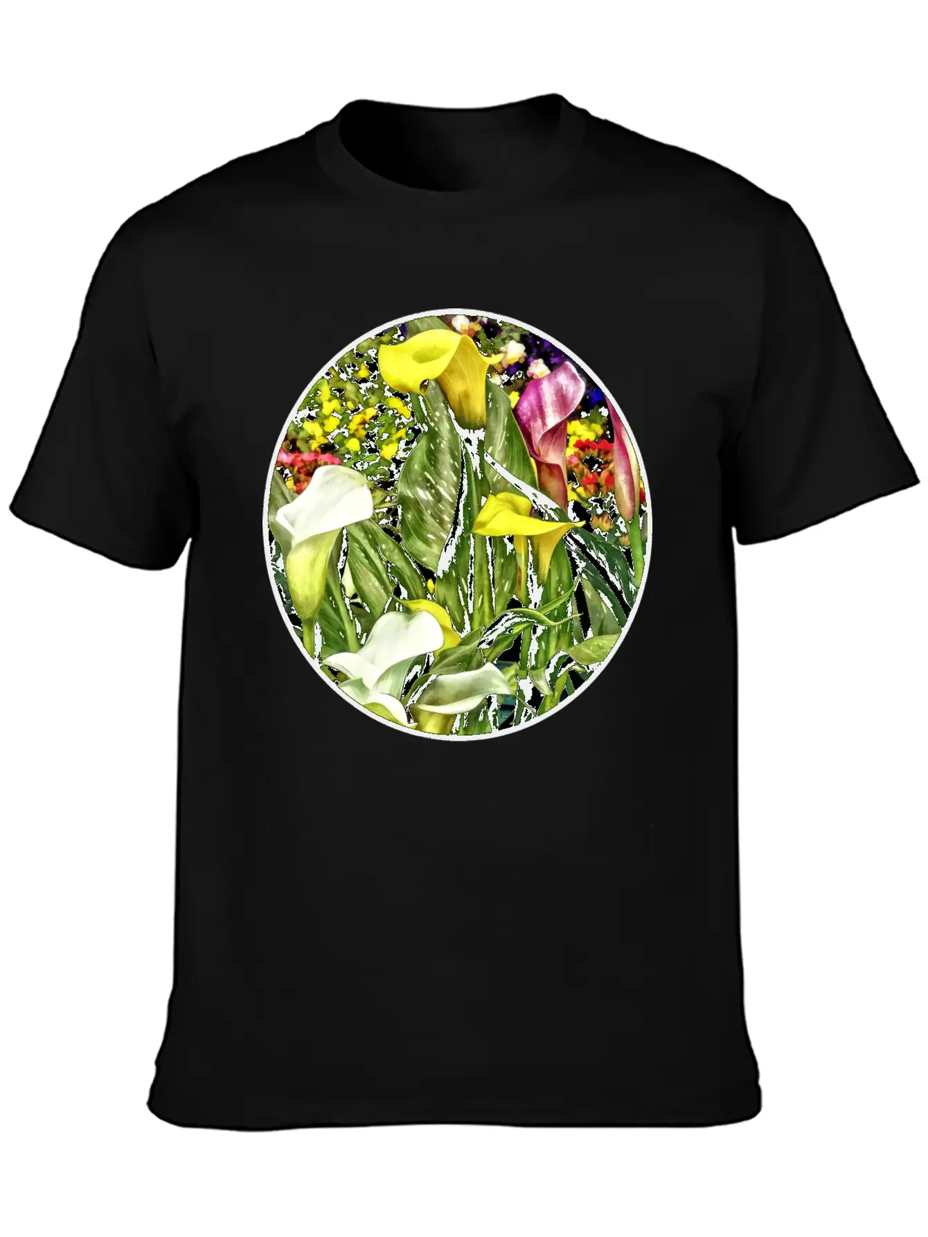 Calla Lilies And Pansies Timeless Short Sleeve Tee – Comfy And Minimalist Design