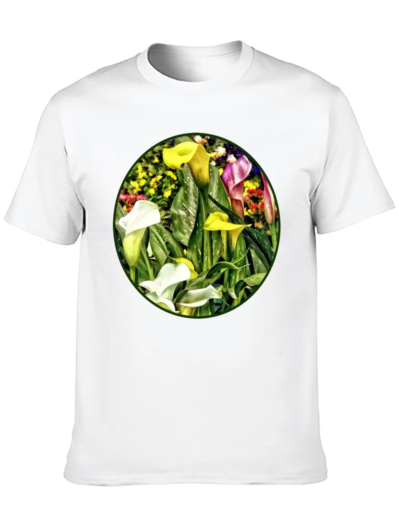 Calla Lilies And Pansies Timeless Short Sleeve Tee – Comfy And Minimalist Design