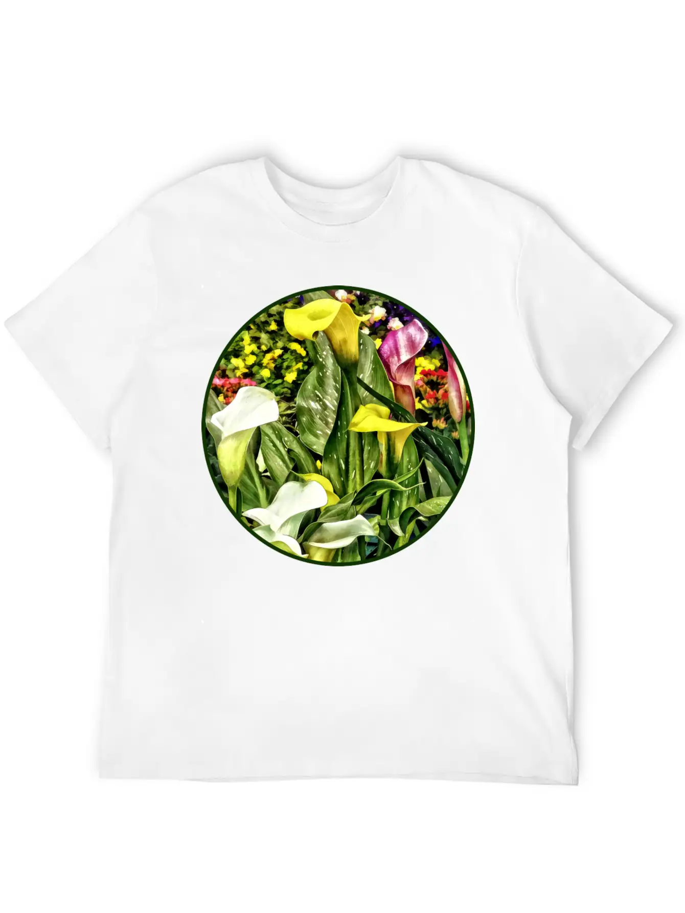 Calla Lilies And Pansies Timeless Short Sleeve Tee – Comfy And Minimalist Design