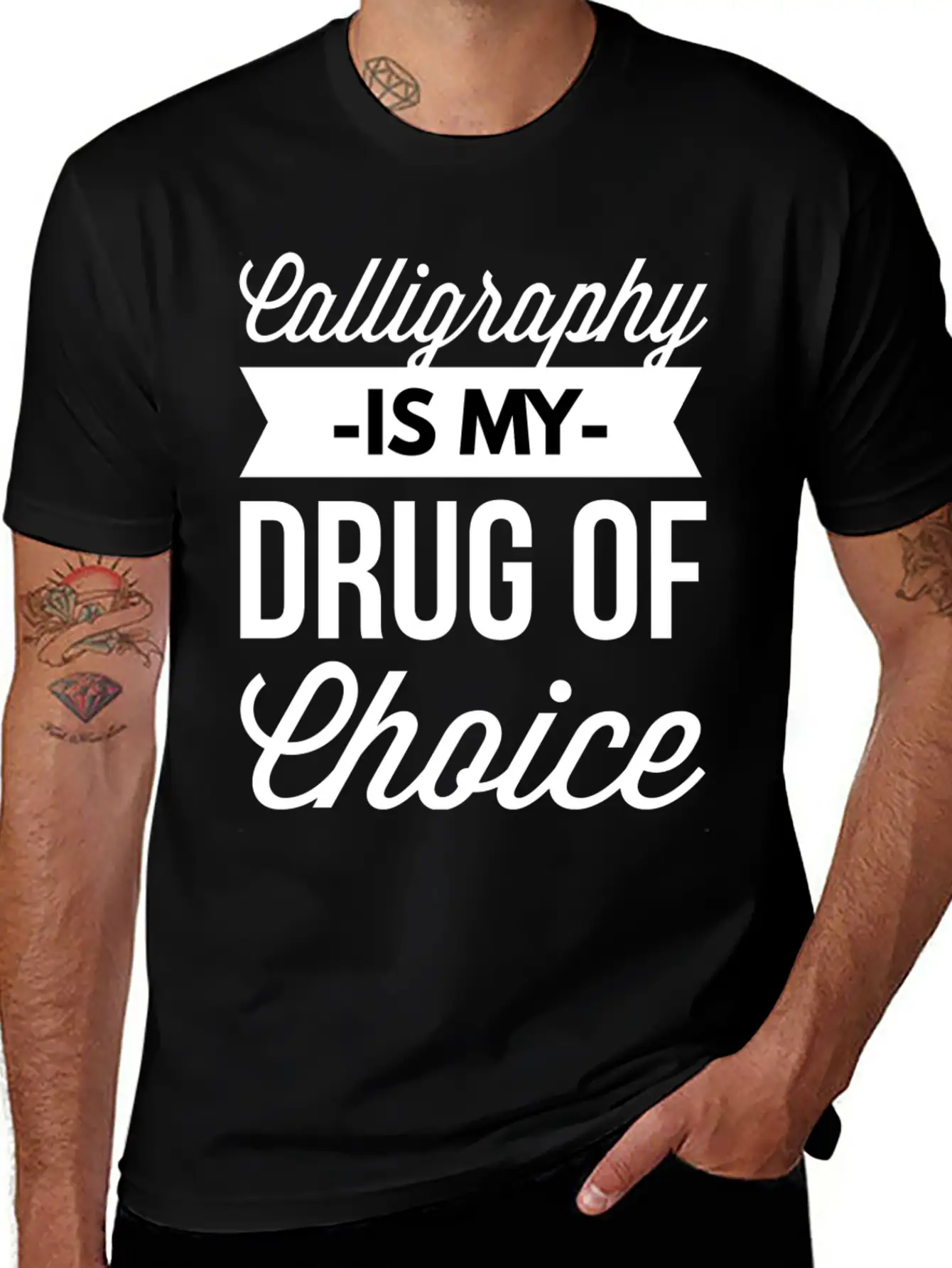 Calligraphy Is My Drug Of Choice Stylish Everyday T-Shirt – Unisex Basic Cotton Tee