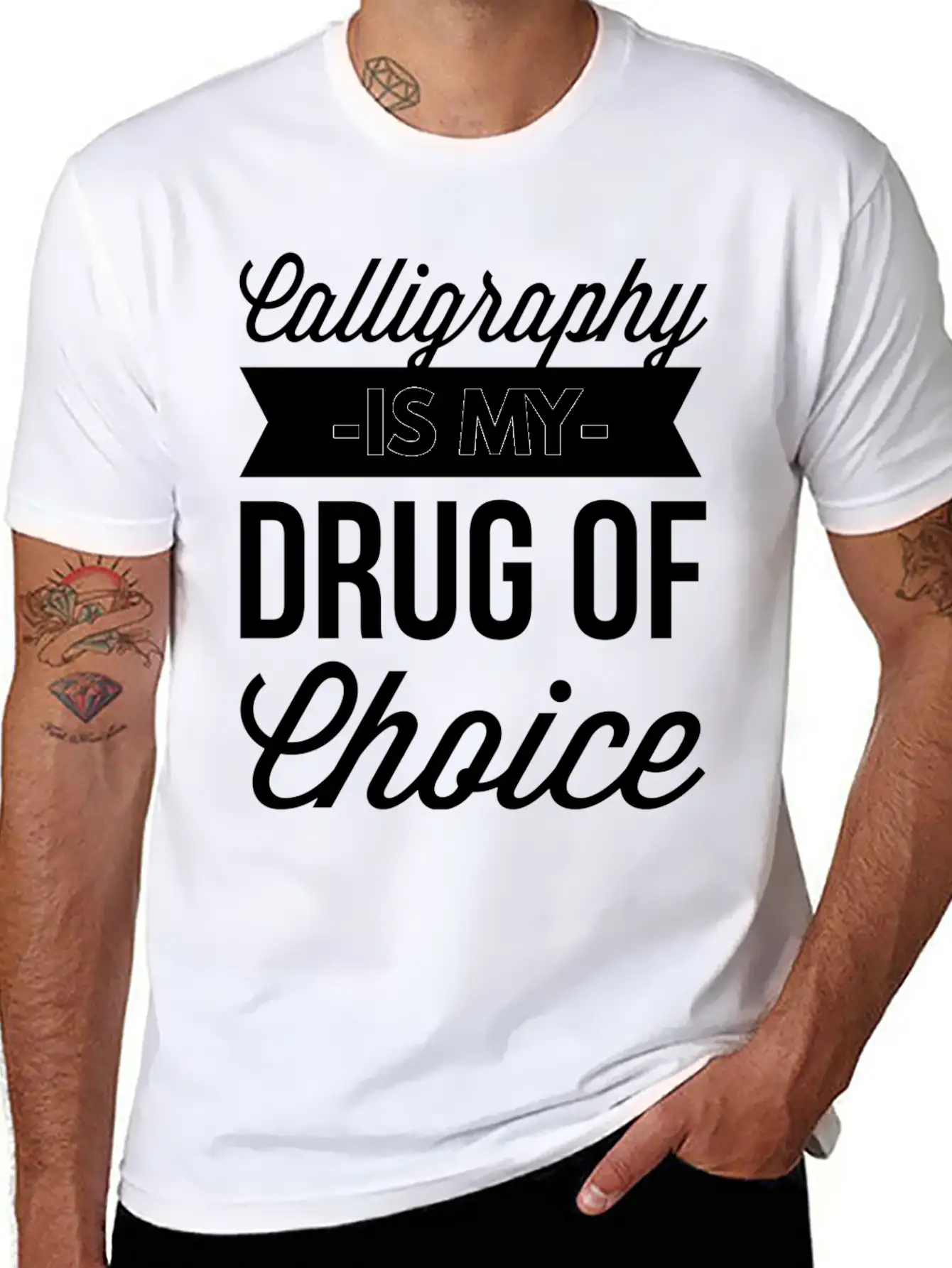 Calligraphy Is My Drug Of Choice Stylish Everyday T-Shirt – Unisex Basic Cotton Tee