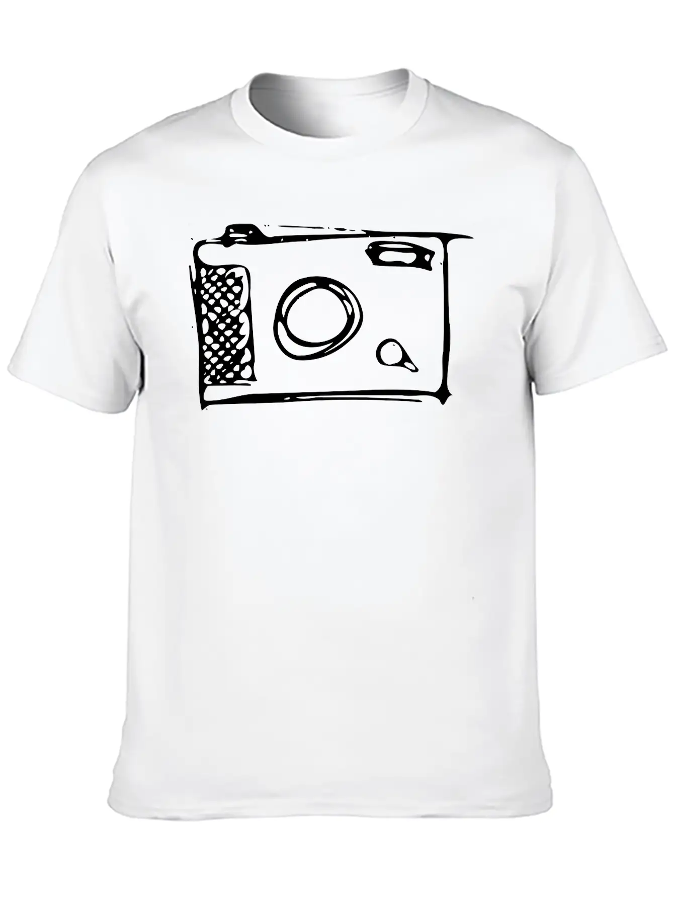 Camera Hand-drawn Stylish Everyday T-Shirt – Unisex Basic Cotton Tee