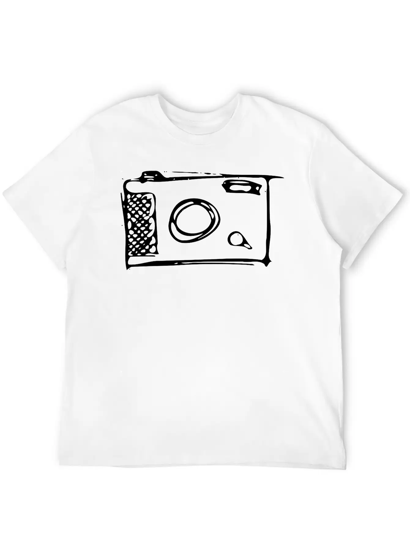Camera Hand-drawn Stylish Everyday T-Shirt – Unisex Basic Cotton Tee