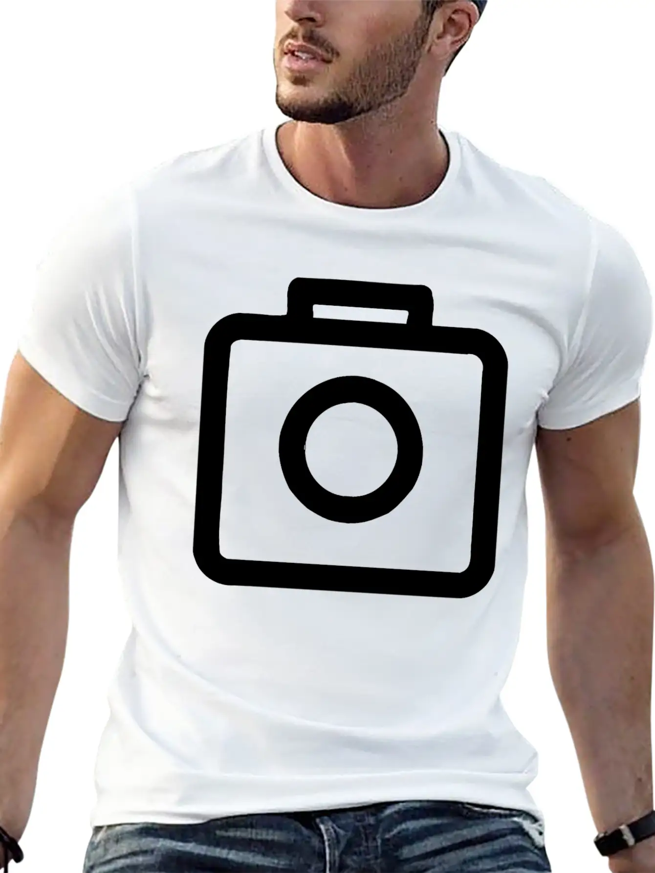 Camera Icon Comfortable Minimalist Graphic Tee – Summer Style Essential