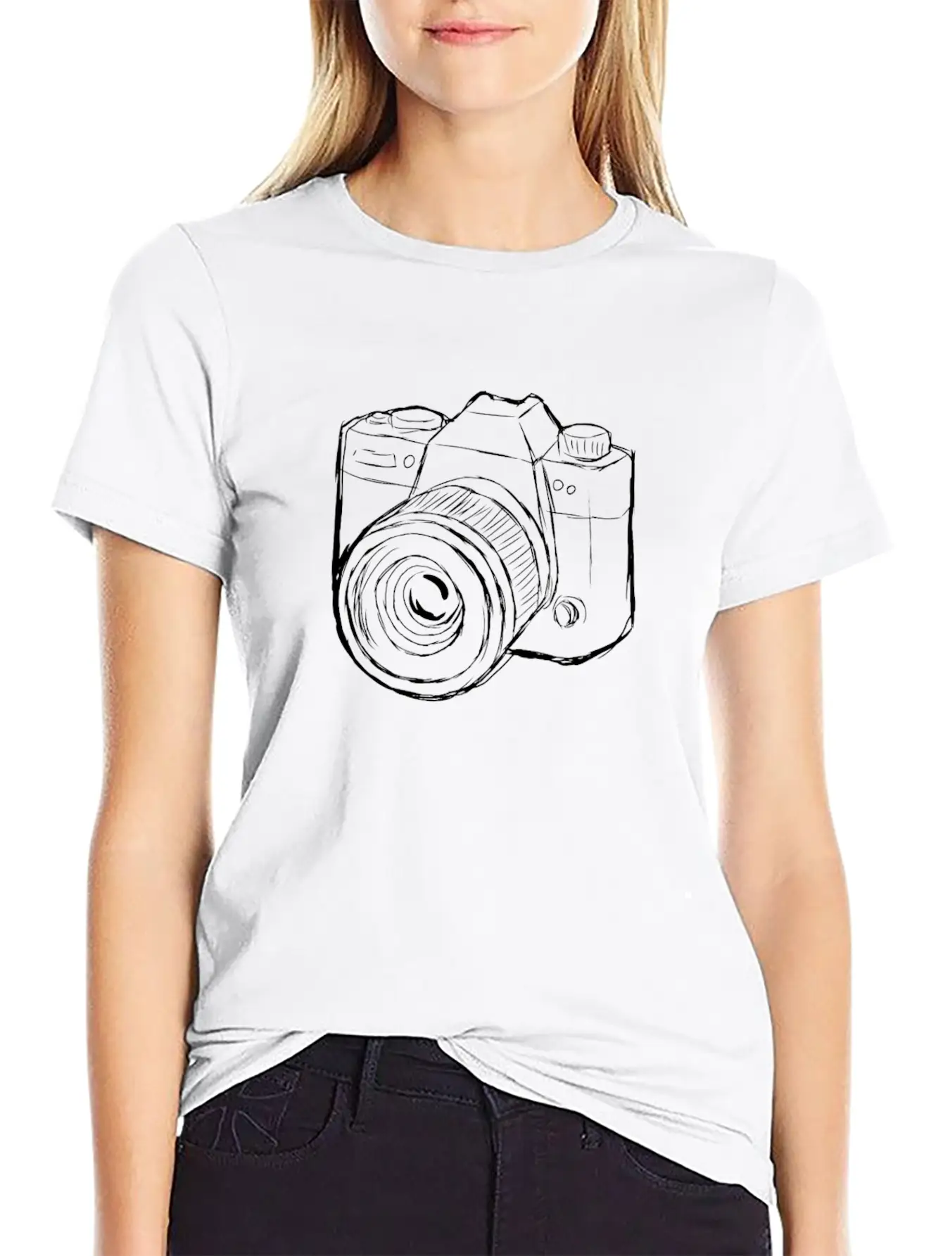 Camera Strokes Gift For Photographer Comfortable Minimalist Graphic Tee – Summer Style Essential
