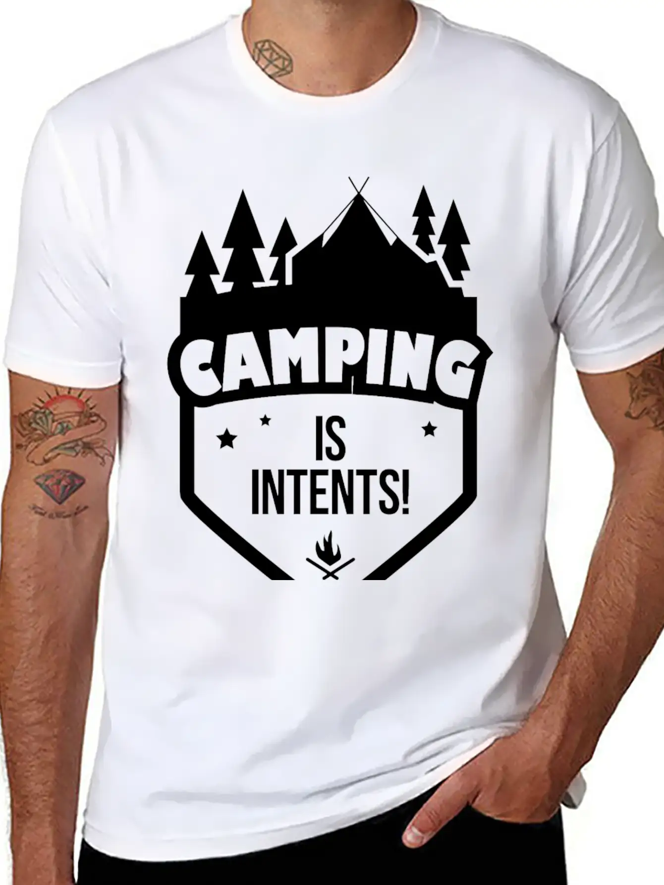 CAMPING - CAMPING IS INTENTS Stylish Everyday T-Shirt – Unisex Basic Cotton Tee