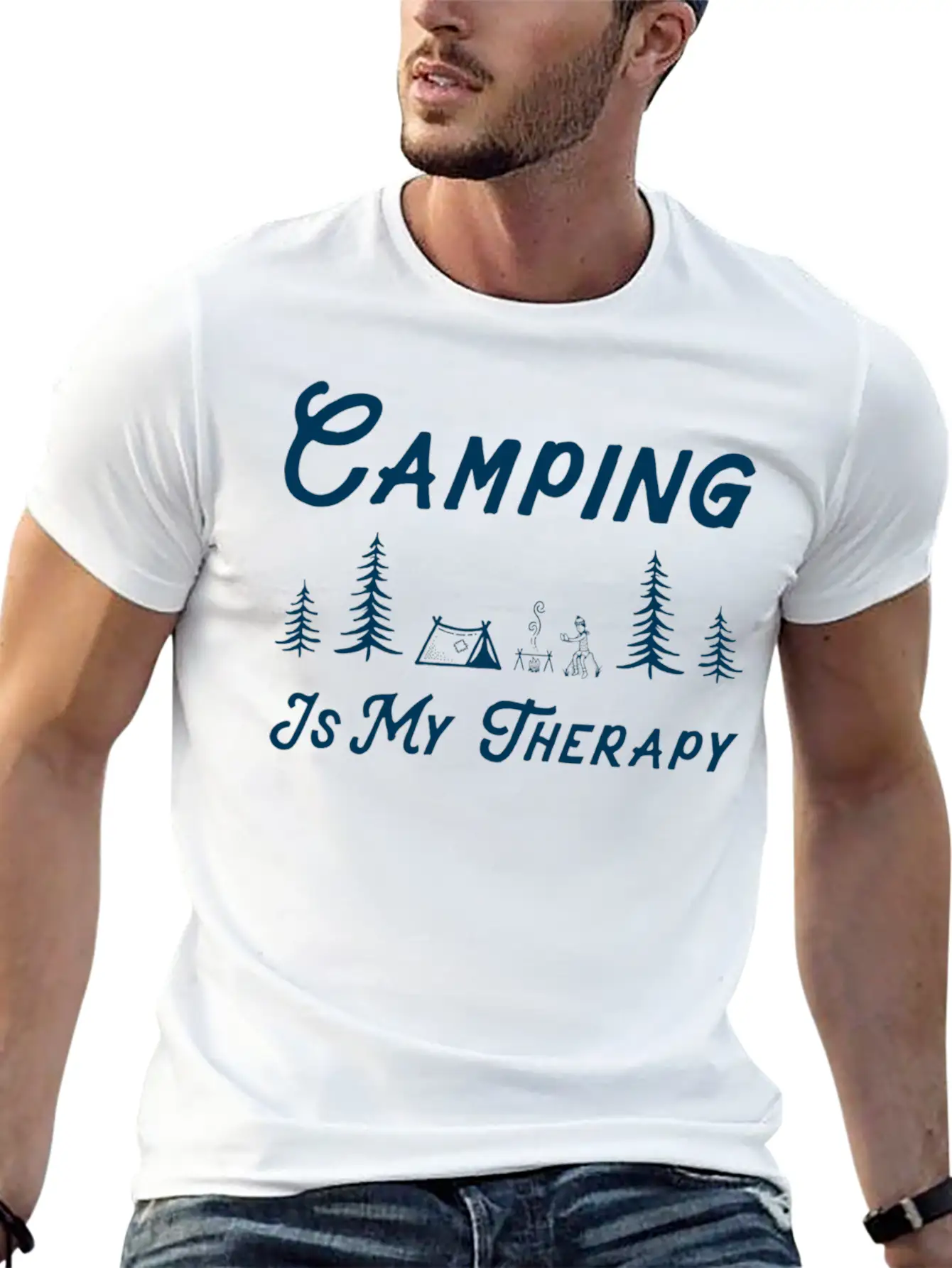 Camping Is My Therapy Comfortable Minimalist Graphic Tee – Summer Style Essential