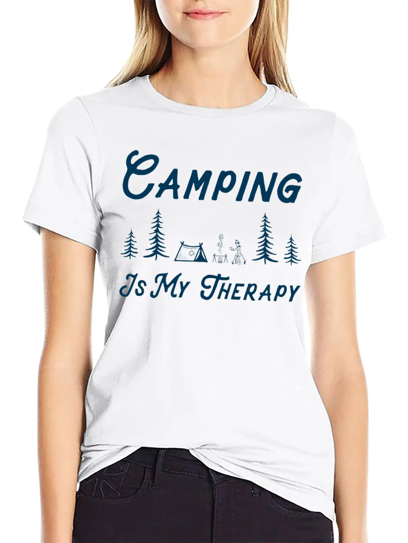 Camping Is My Therapy Comfortable Minimalist Graphic Tee – Summer Style Essential