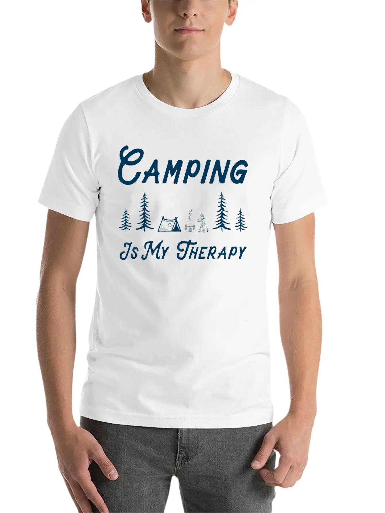 Camping Is My Therapy Comfortable Minimalist Graphic Tee – Summer Style Essential