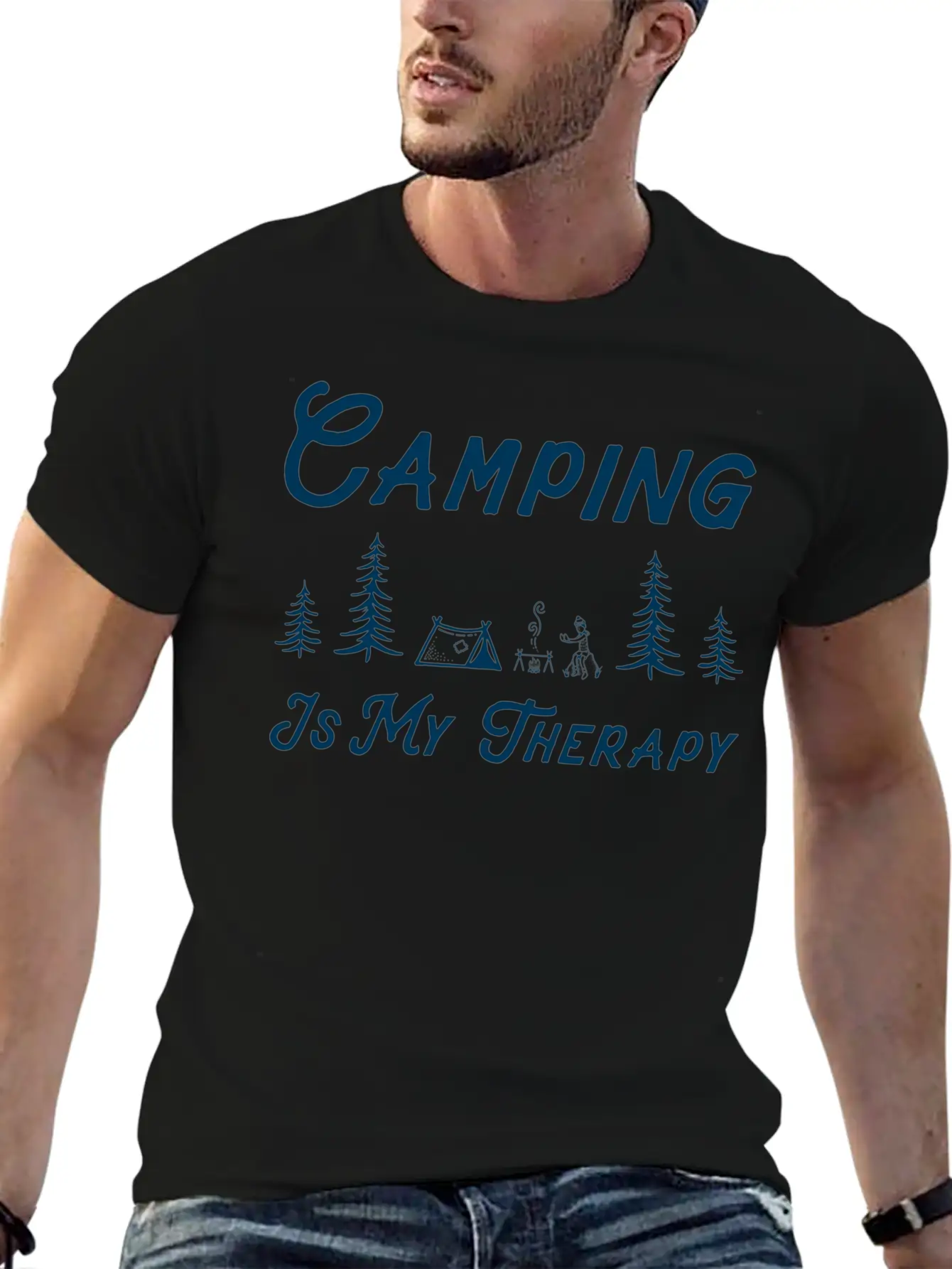 Camping Is My Therapy Comfortable Minimalist Graphic Tee – Summer Style Essential