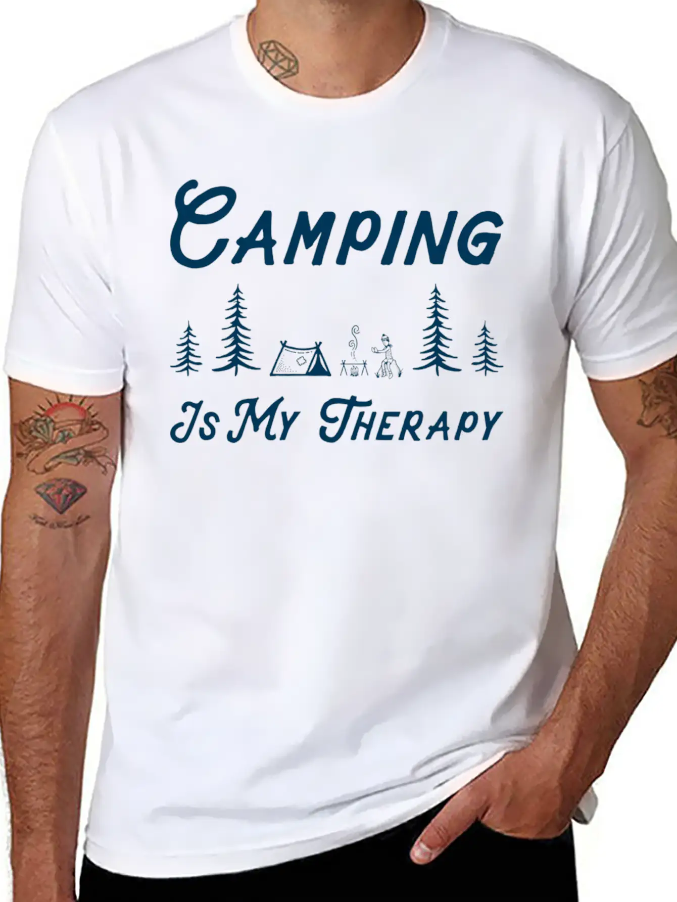 Camping Is My Therapy Comfortable Minimalist Graphic Tee – Summer Style Essential