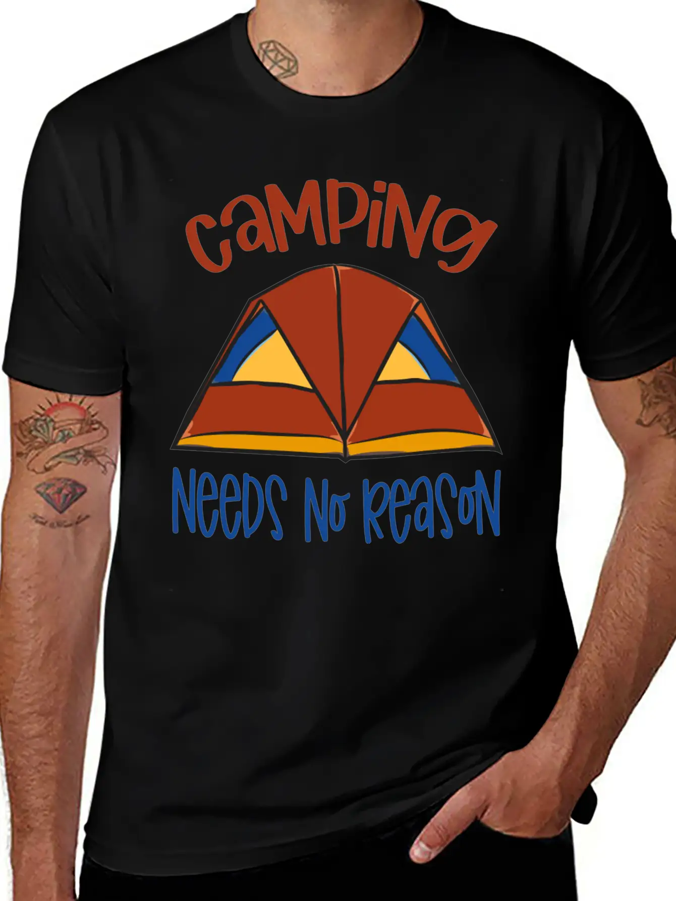 Camping Need No Reason Basic Graphic T-Shirt – Daily Comfort In Soft Cotton