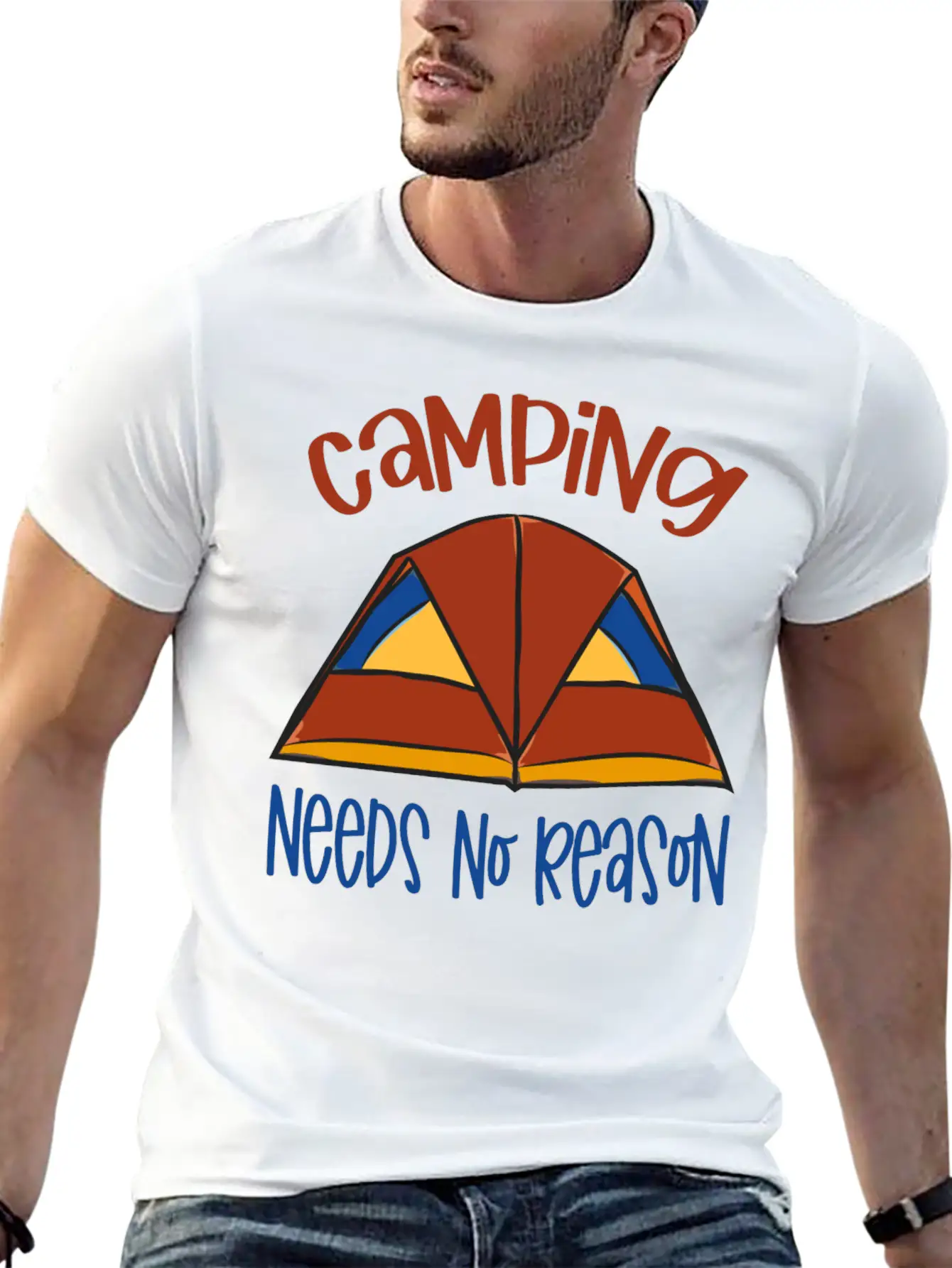 Camping Need No Reason Basic Graphic T-Shirt – Daily Comfort In Soft Cotton