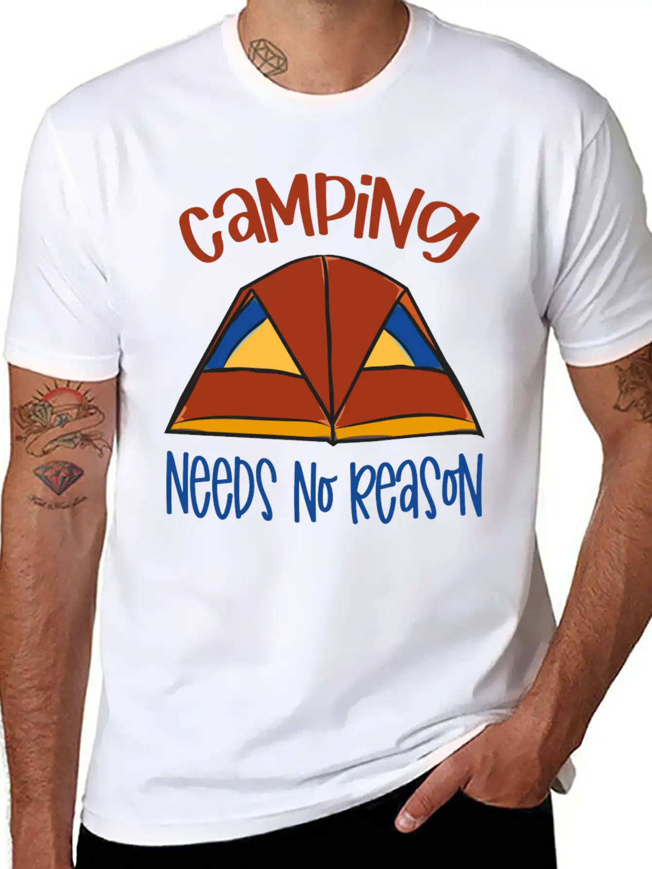 Camping Need No Reason Basic Graphic T-Shirt – Daily Comfort In Soft Cotton