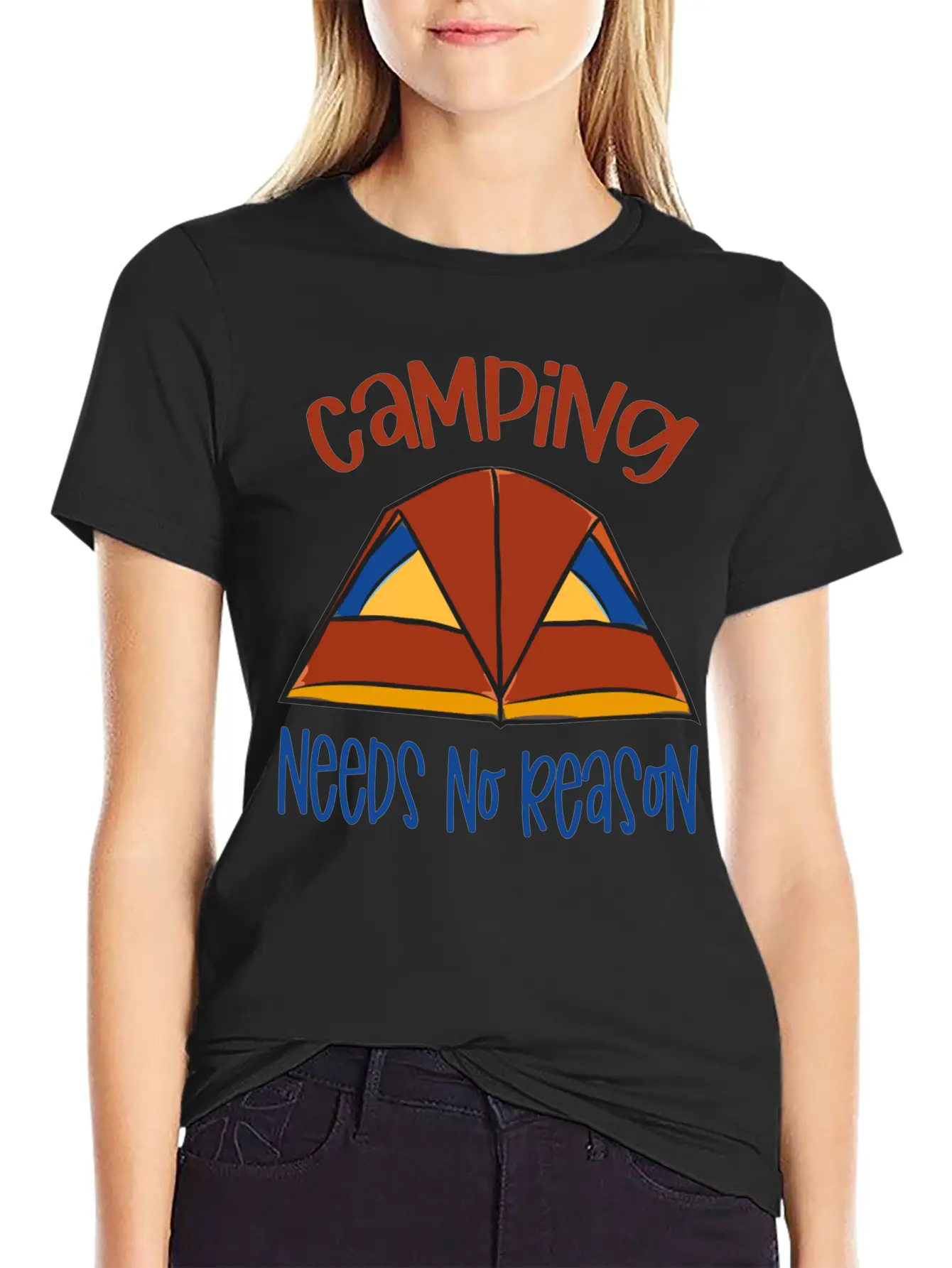 Camping Need No Reason Basic Graphic T-Shirt – Daily Comfort In Soft Cotton
