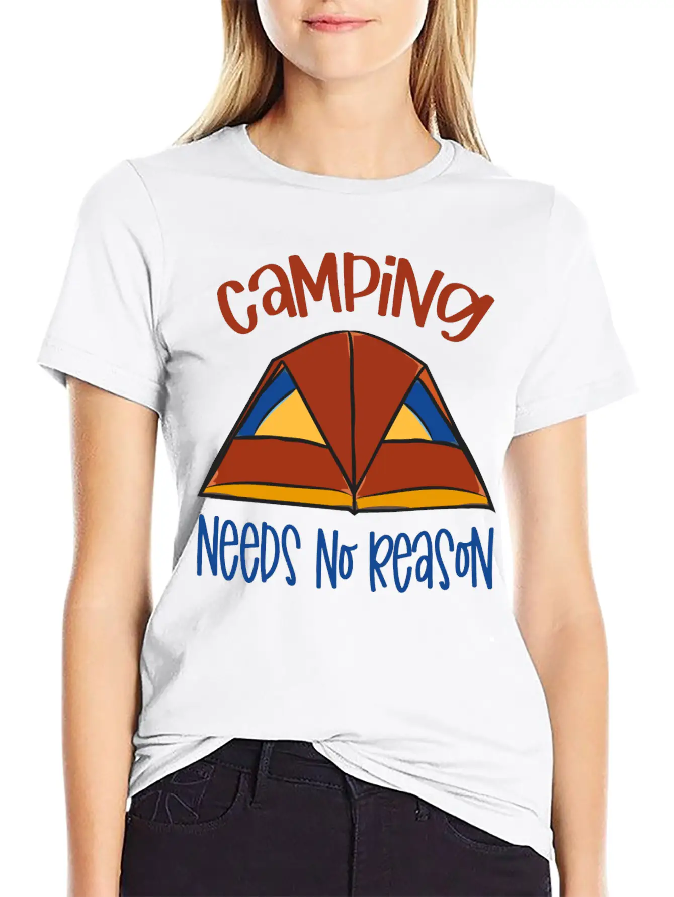 Camping Need No Reason Basic Graphic T-Shirt – Daily Comfort In Soft Cotton