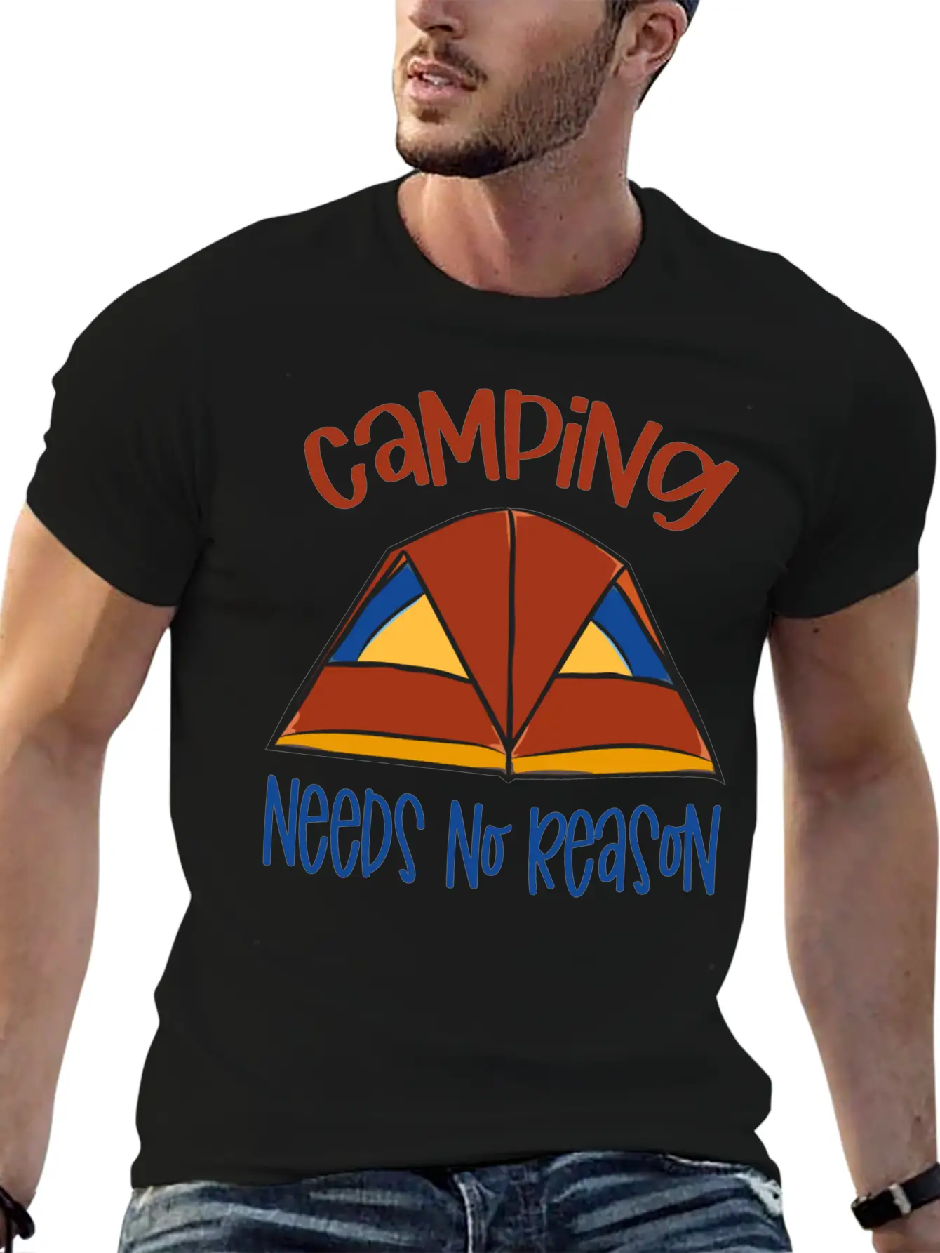 Camping Need No Reason Basic Graphic T-Shirt – Daily Comfort In Soft Cotton