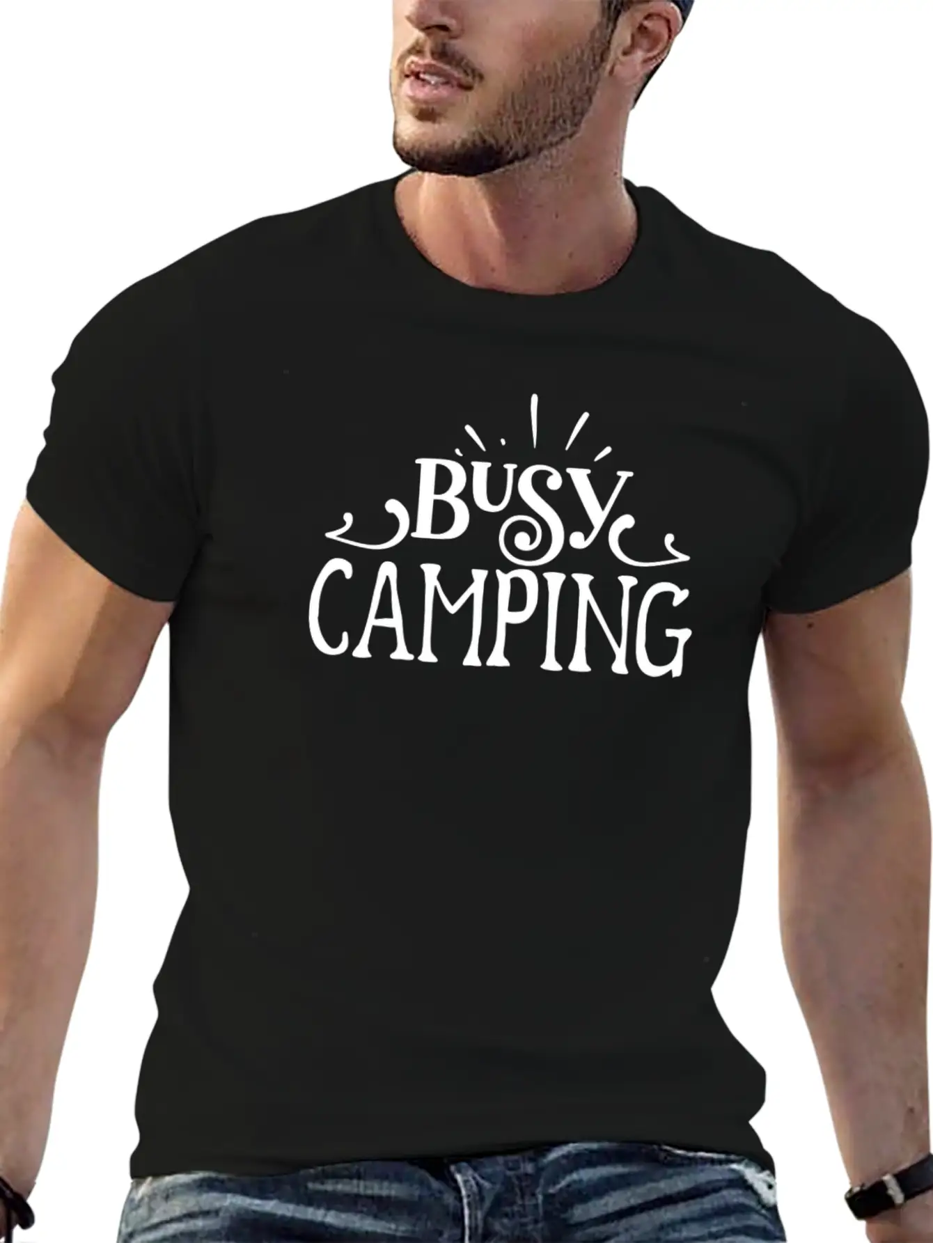 Camping Novelty Busy Camping Timeless Short Sleeve Tee – Comfy And Minimalist Design
